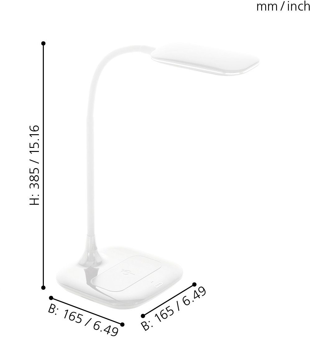 EGLO Tischleuchte MASSERIE, 3-step Neutralweiß, Dimmfunktion, dimming, QI-charger LED integriert, fest