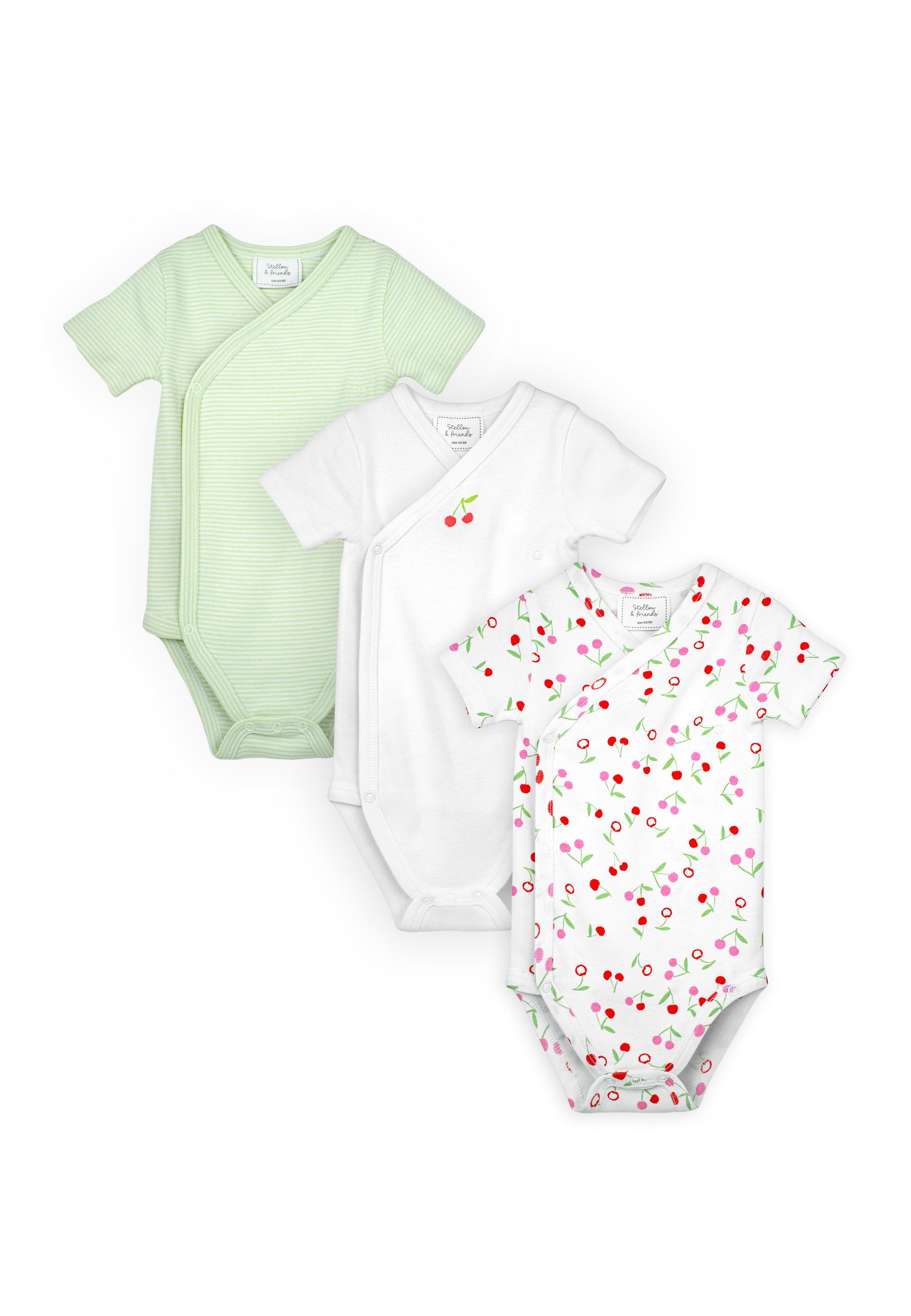 Stellou & friends Kurzarmwickelbody KURZARM CROSS-BODY 3er-Set