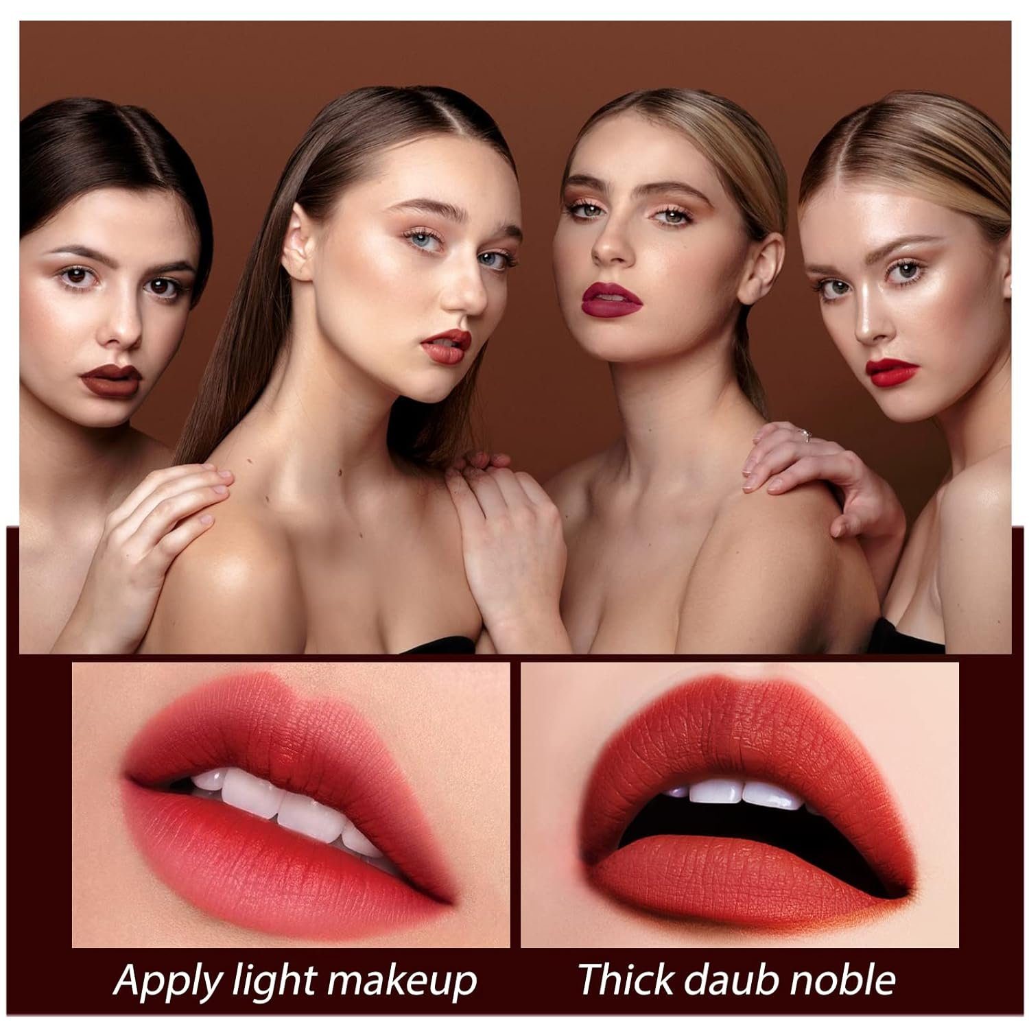 POCHUMIDUU Lippenstift 6 Cup Nude 6-tlg., Long Matte Lipstick & Farben Color Set, Waterproof Lip Nude Lasting Non-Stick Stick