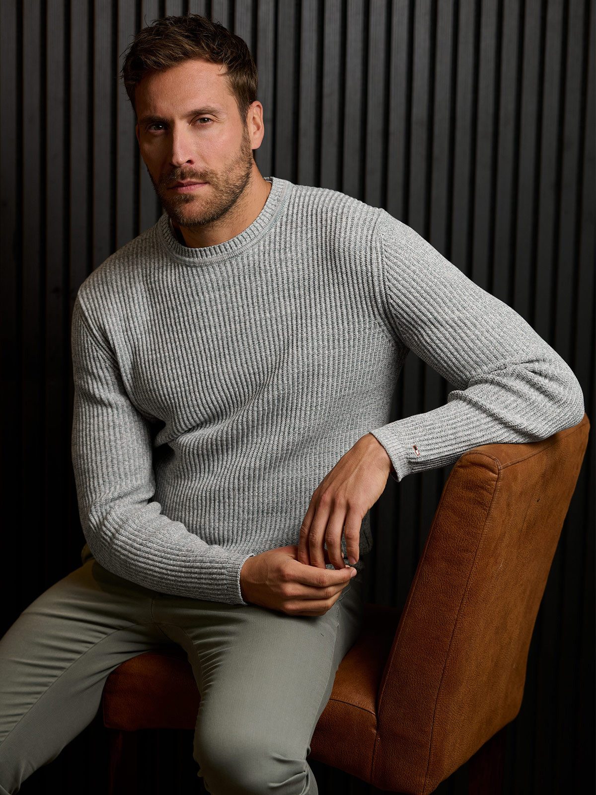 emilio adani Rundhalspullover Herren Pullover strukturiert, Beige