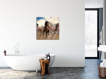 Pixxprint Glasbild Western Pferde Cowboy, Western Pferde Cowboy (1 St), Glasbild aus Echtglas, inkl. Aufhängungen und Abstandshalter