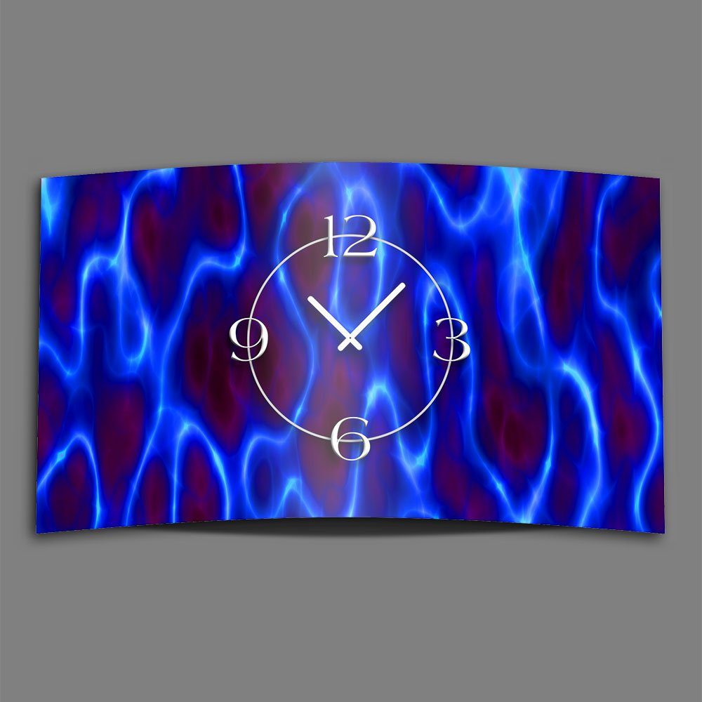 Wanduhren lila Design Wanduhr Designer (Einzigartige blau leise modernes Alu-Dibond) 3D-Optik dixtime Wanduhr Abstrakt aus 4mm