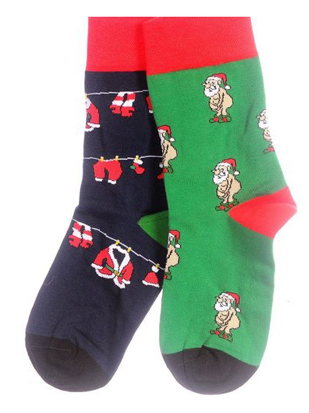 35 Grün_Santa_Ohne 42 schön, Martinex 46 43 38 bunt, weihnachtlich Socken 1 Socken Paar 39 Strümpfe Weihnachtssocken
