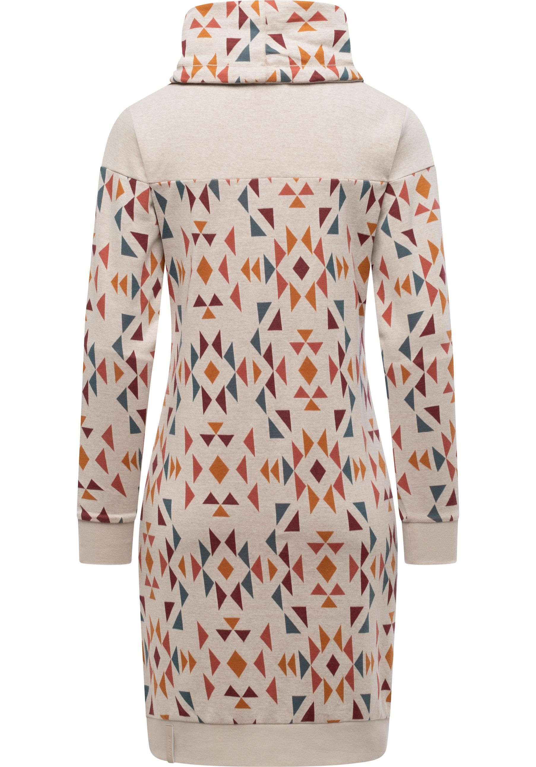 Ragwear Sweatkleid Chlloe Aztec YOUMODO stylisches Langarm Midikleid mit Aztec-Muster