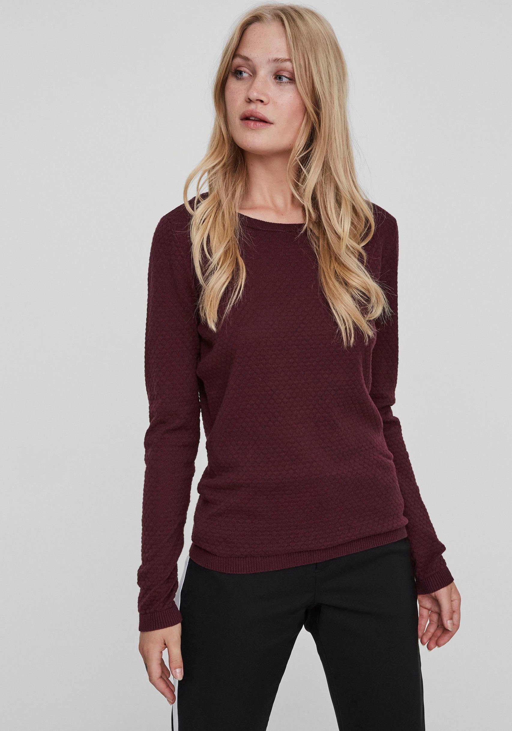 Vero Moda Rundhalspullover VMCARE STRUCTURE LS O-NECK BLOUSE aus Bio-Baumwo günstig online kaufen