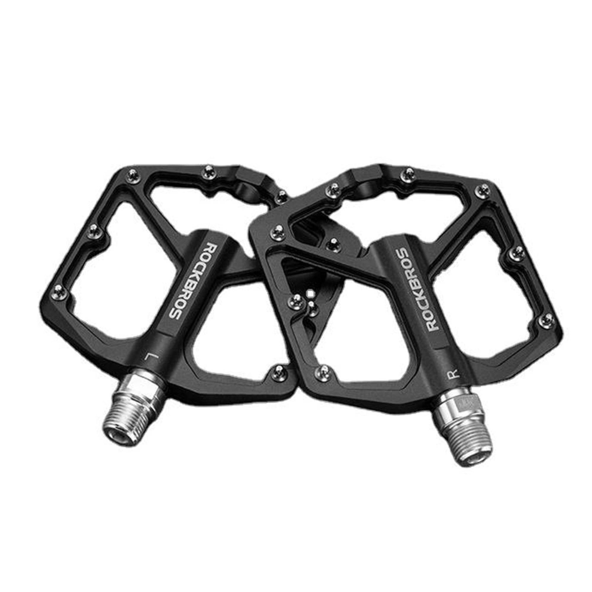 ROCKBROS Fahrradpedale set in Schwarz aus Aluminiumlegierung mit Anti-Rutsch-Stifte