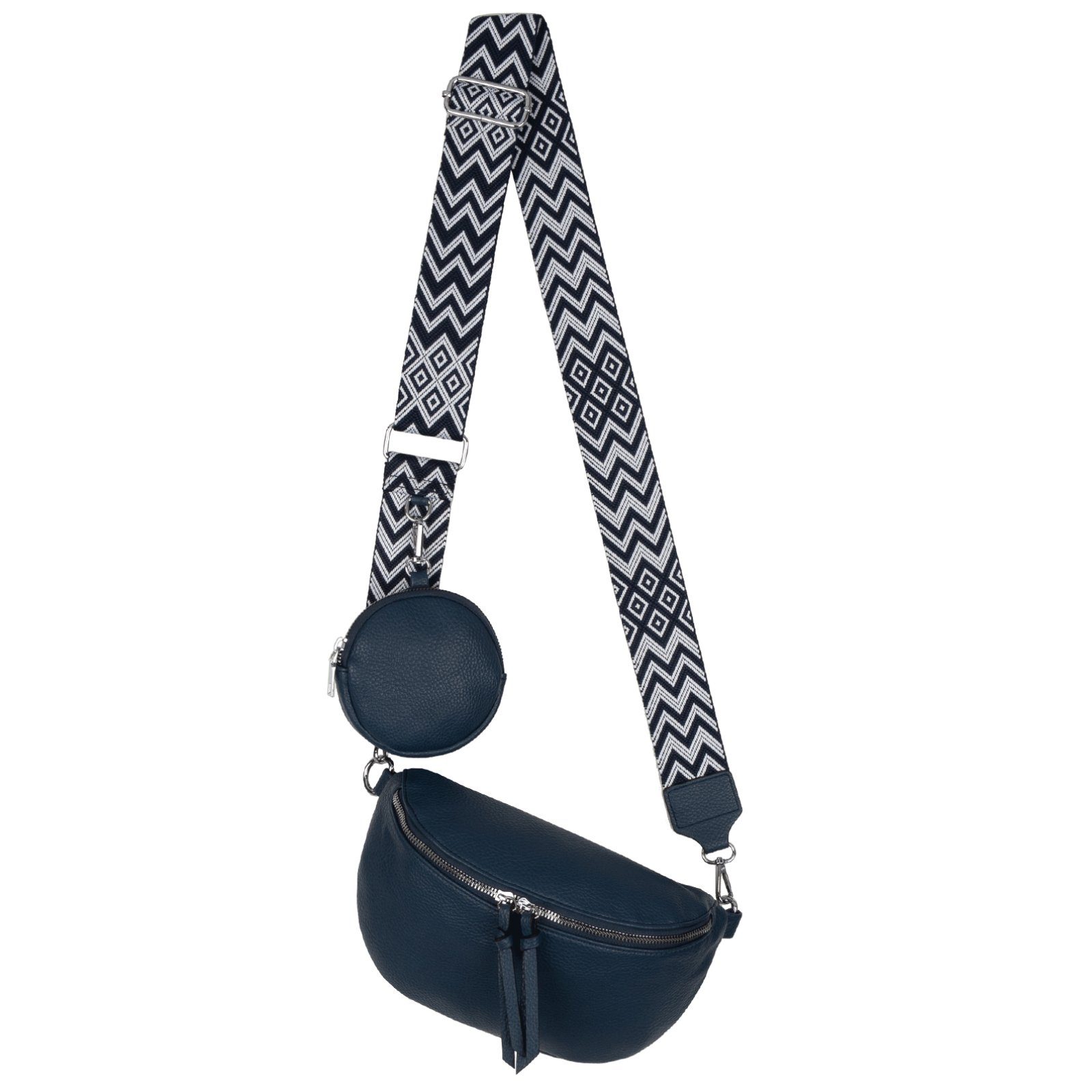EAAKIE Gürteltasche Bauchtasche Umhängetasche Crossbody-Bag Hüfttasche Kunstleder Italy-D, als Schultertasche, CrossOver, Umhängetasche tragbar D.BLUE