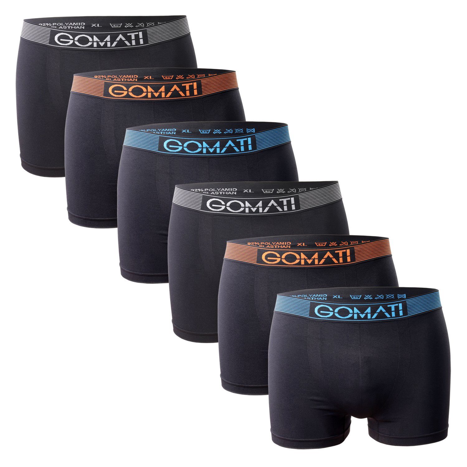 Gomati Boxershorts Herren Seamless Pants (6er Pack) Microfaser-Elasthan Boxershorts