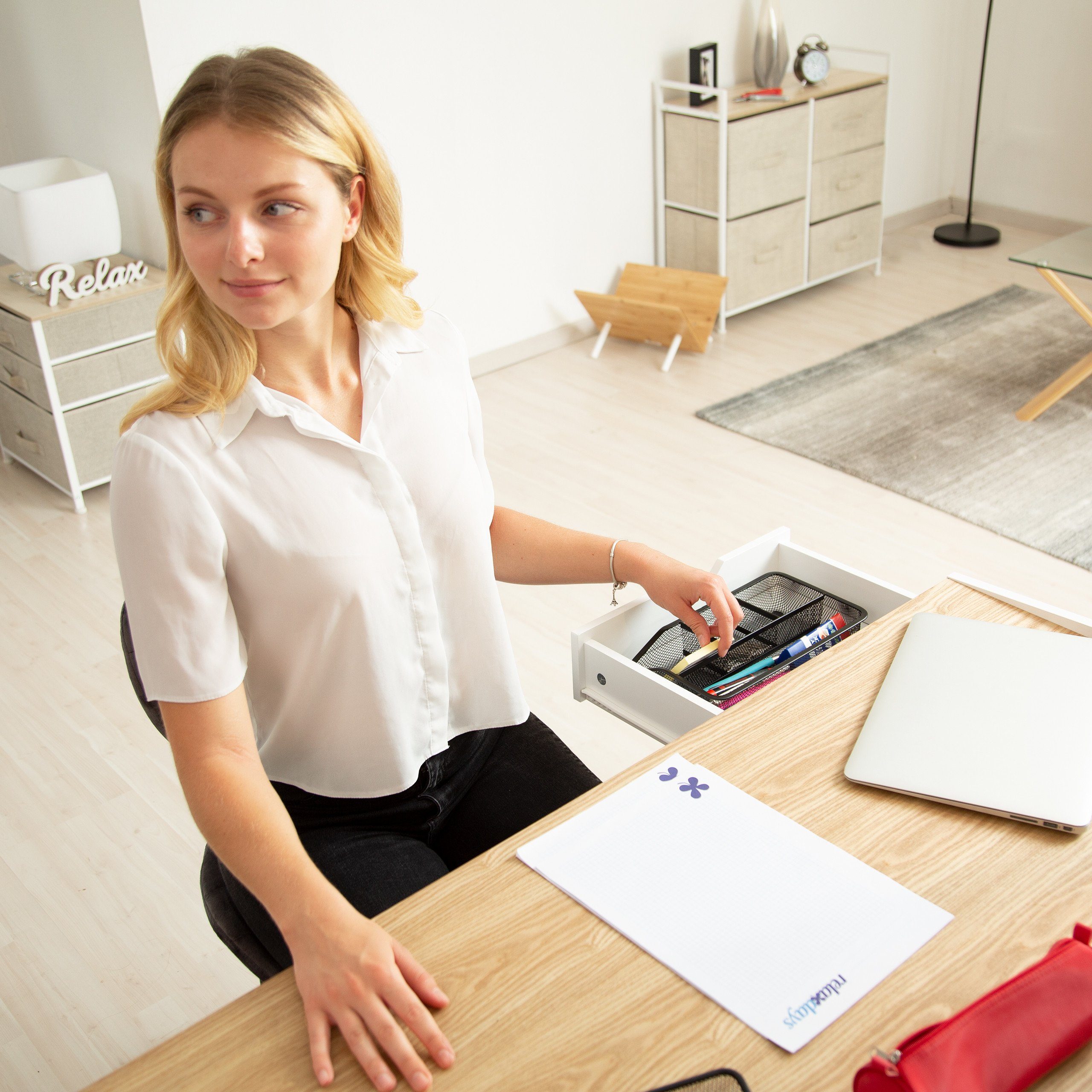 relaxdays Schreibtischaufsatz Schreibtischorganizer 4 Ablagen flach, silber günstig online kaufen