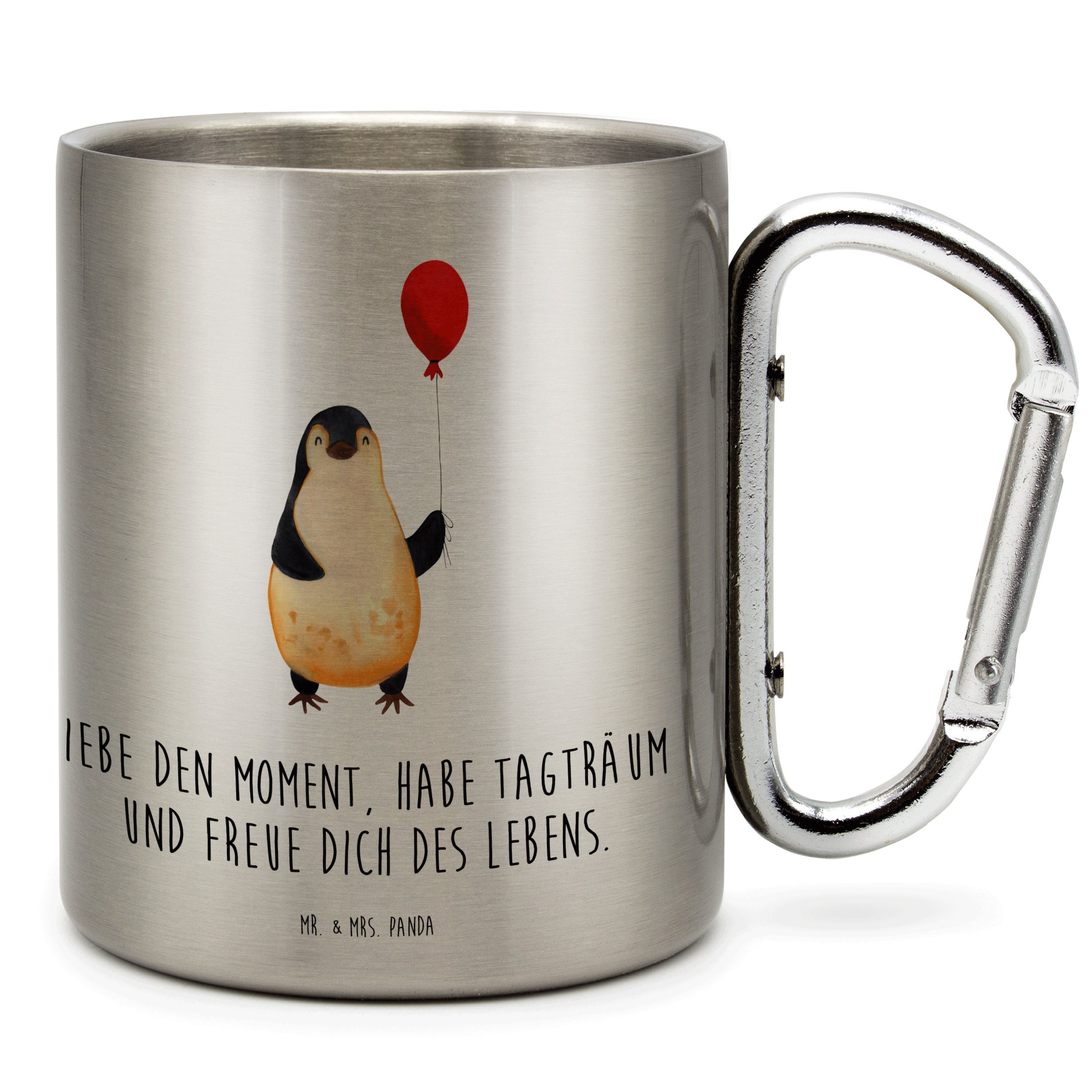 Mr. & Mrs. Panda Tasse Pinguin Luftballon - Transparent - Geschenk, Tasse, Geschenkidee, Leb, Edelstahl