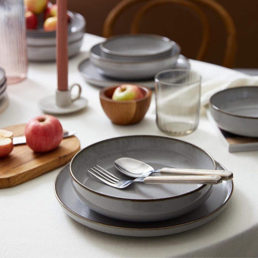 Kütahya Porselen Tafelservice Kütahya Porselen Moderna 12-tlg. Geschirrset für 4 Personen Grau (12-tlg), 4 Personen, porzellan