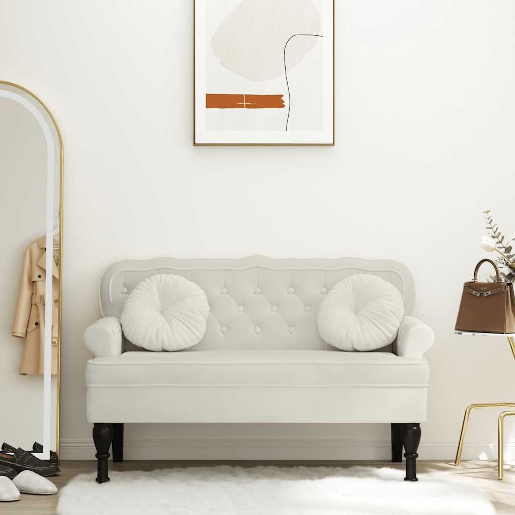 vidaXL Sitzbank Sitzbank mit Rückenlehne Creme 119,5x64,5x75 cm Samt – Bild 2 von 5