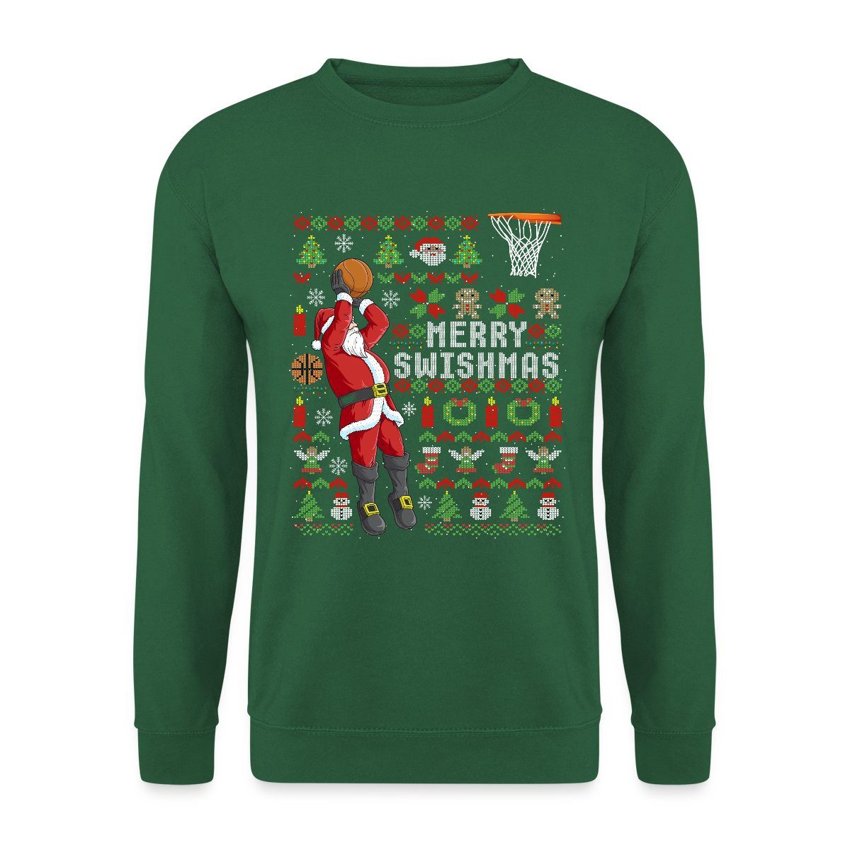 Spreadshirt Sweatshirt Merry Swishmas Ugly Christmas Basketball Unisex Pull günstig online kaufen