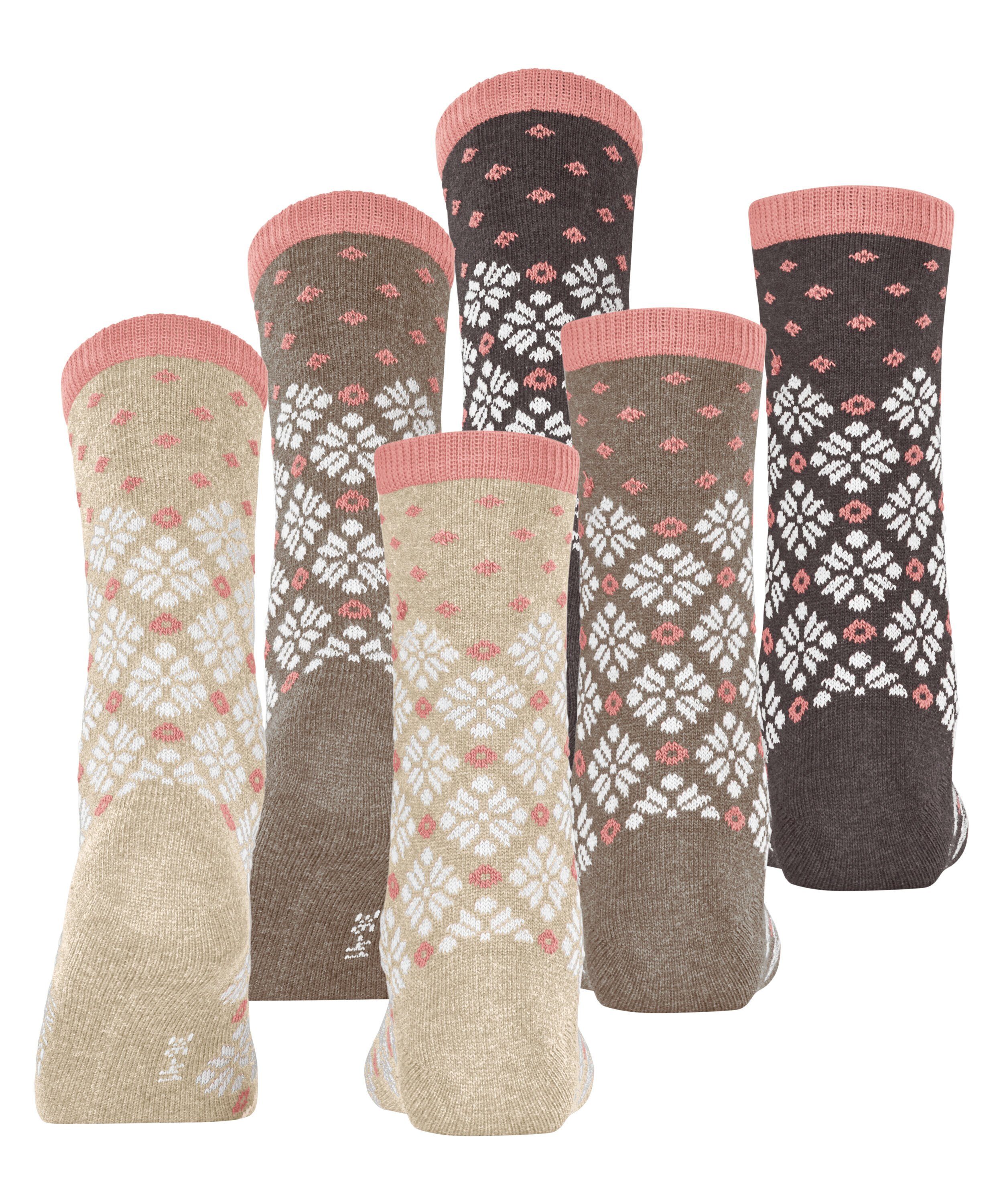 Esprit Socken Norwegian 3-Pack Socken (3-Paar) mit modischem Norwegermuster
