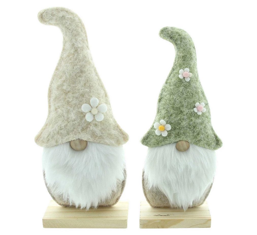 Home-trends24.de Wichtel Wichtel Deko Figur Holz Frühling Stand Skulptur Zottelbart 2er Set