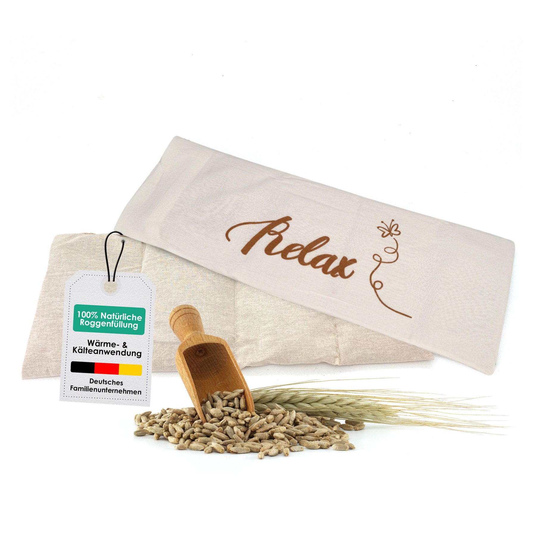 heimtexland Wärmekissen Roggen Natur Körnerkissen Kälte- und Wärmekissen, (Typ752), 4 Kammern,Roggen-Füllung,Kälte- und Wärmeanwendung