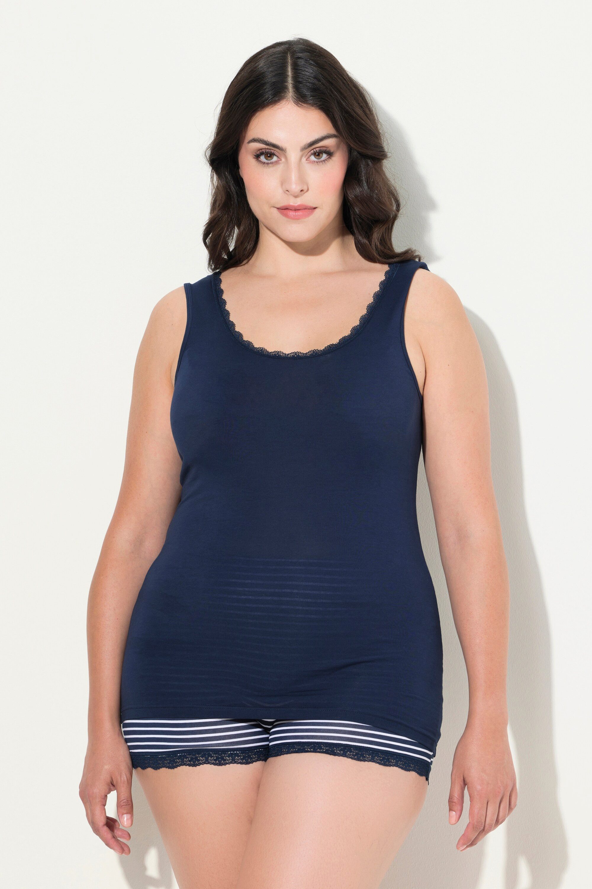 Ulla Popken Achselhemd Unterhemd Spitze Rundhalsausschnitt