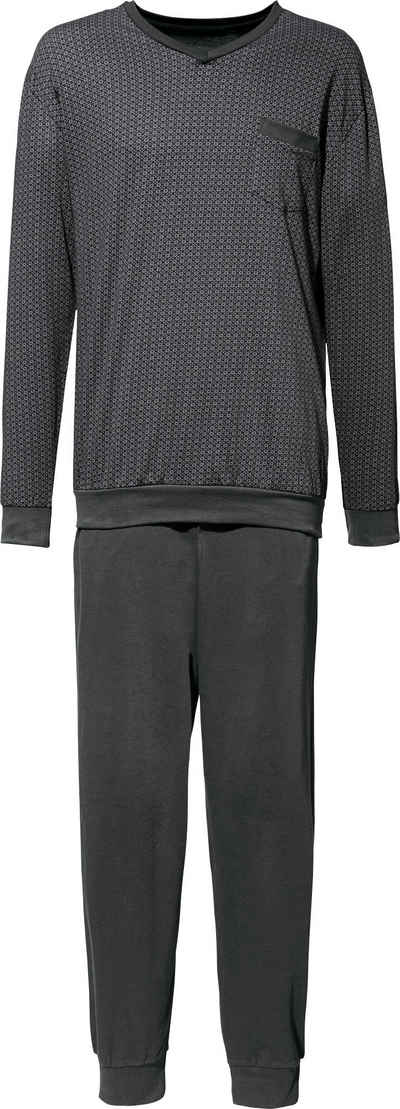 Erwin Müller Pyjama Herren-Schlafanzug (2 tlg) Single-Jersey gemustert