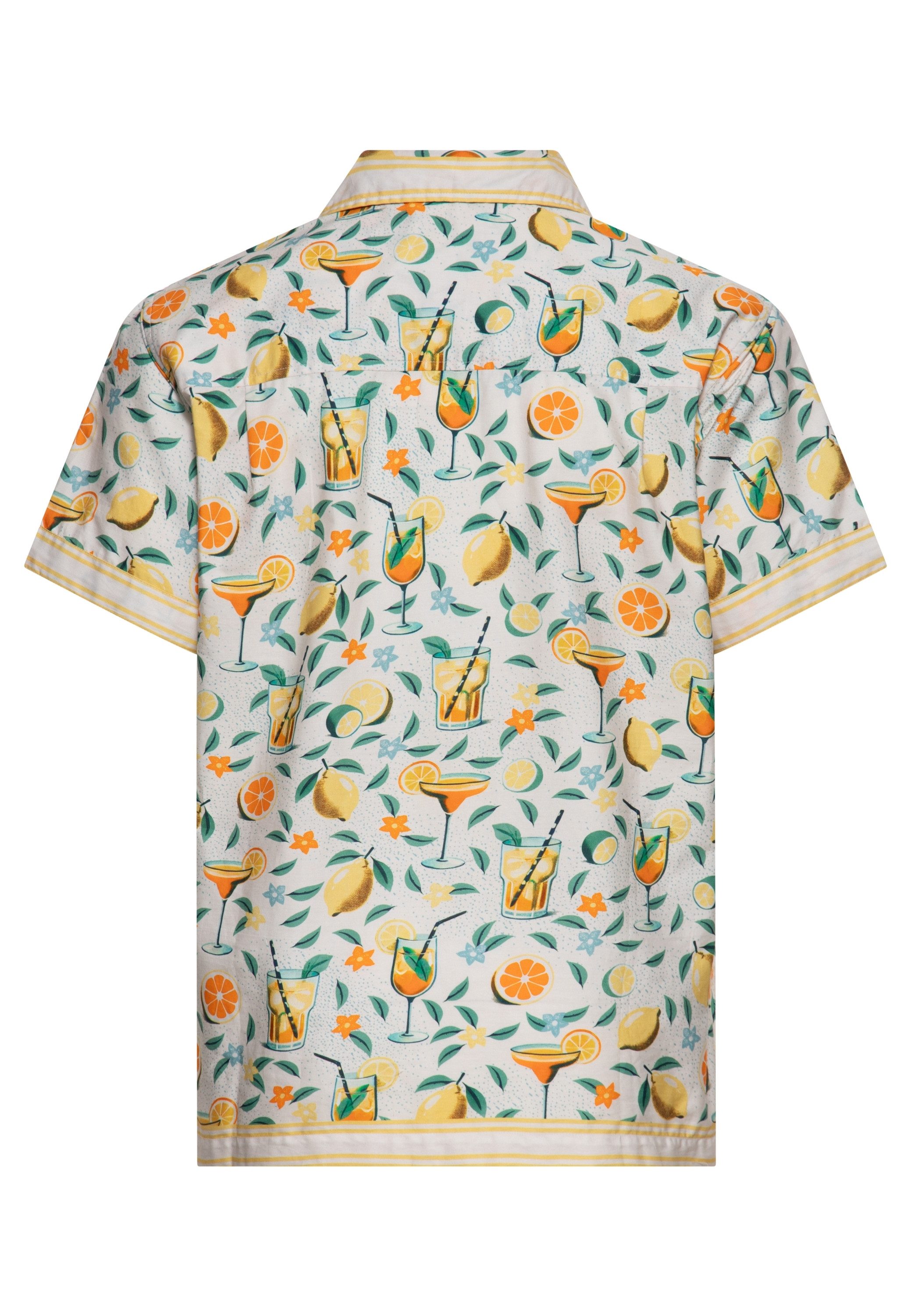KingKerosin Kurzarmhemd Citrus Cocktail mit Zitrus Allover-Print