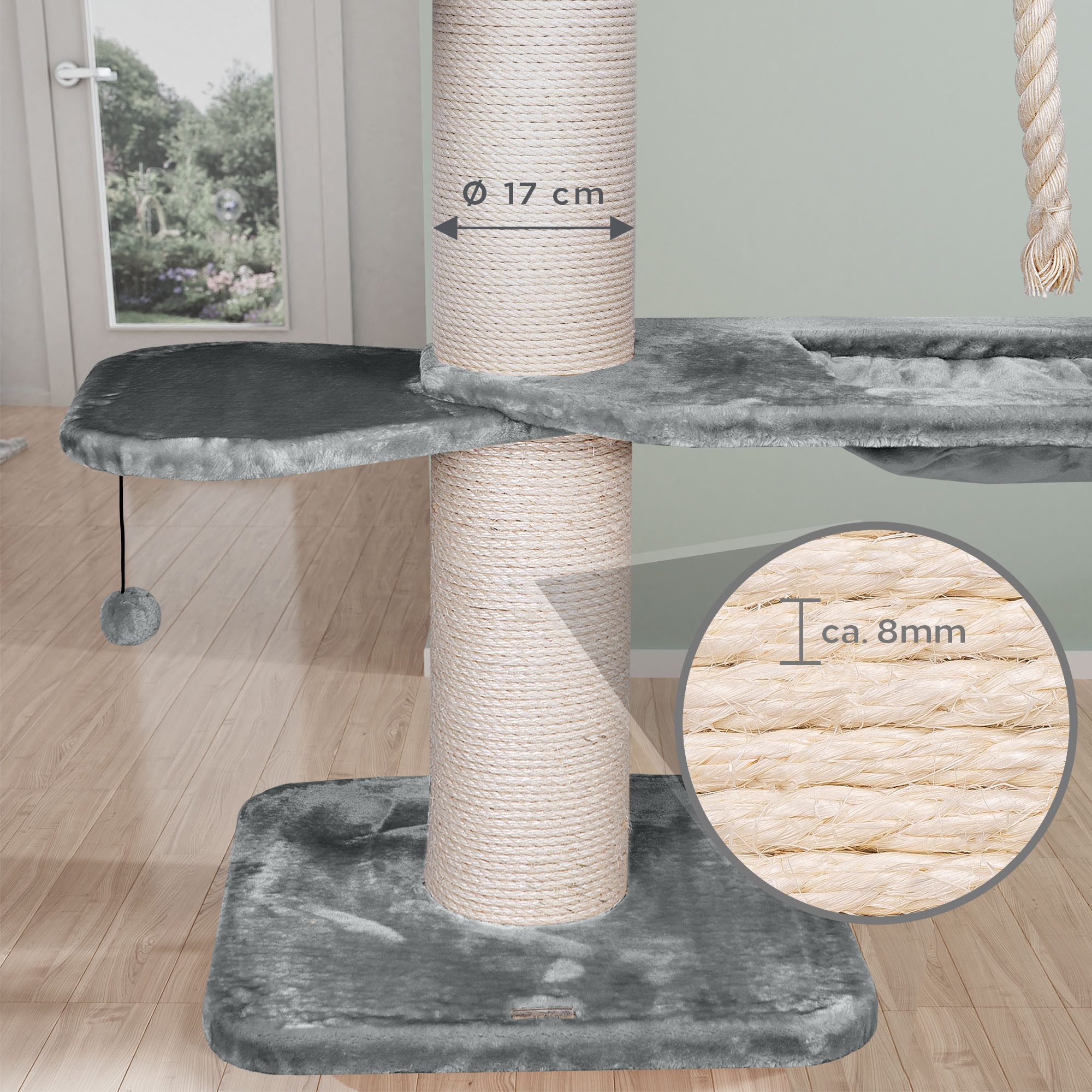 Happypet Kratzbaum, HAPPYPET XXL Kratzbaum für große Katzen 280cm hoch
