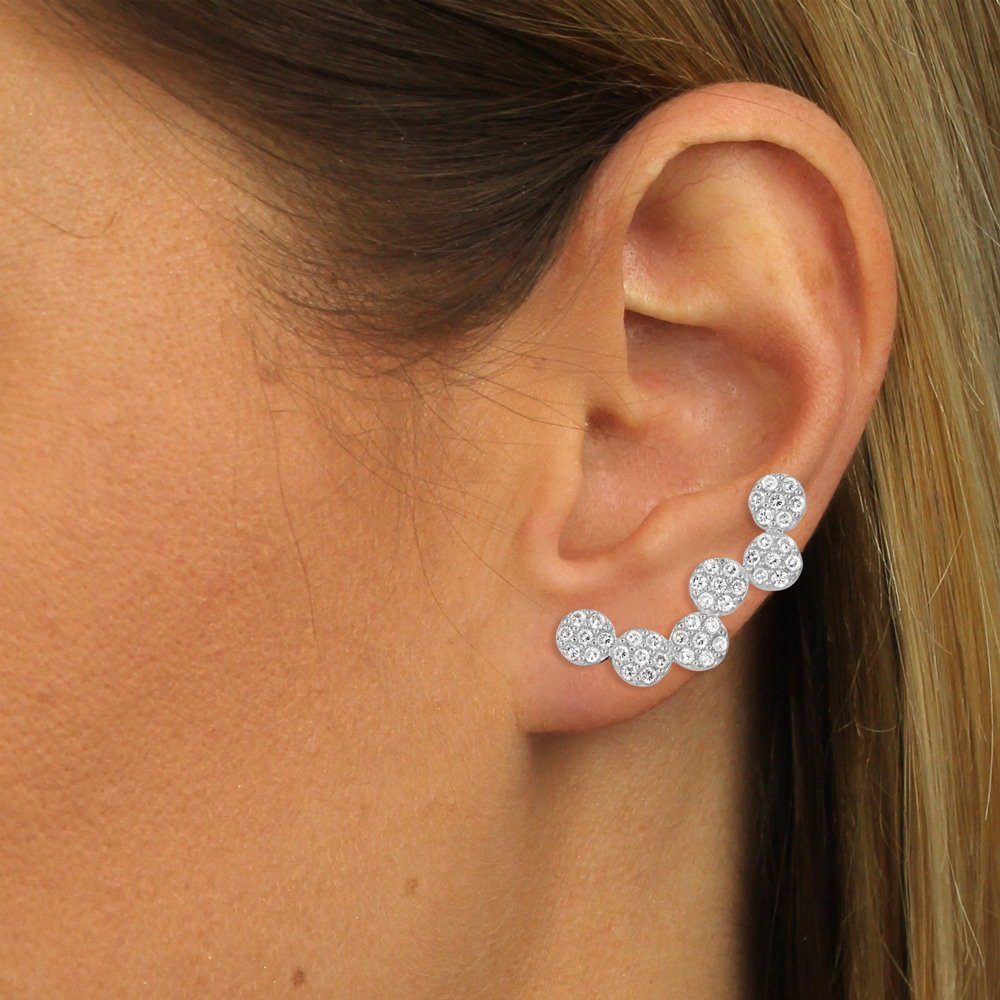 SilberDream Paar Ohrklemmen SilberDream weiß Ear Cuff Kreise Ohrringe (Ohrklemme), Damen Ohrklemme Ear Cuff Kreise 925 Sterling Silber, weiß – Bild 4 von 4