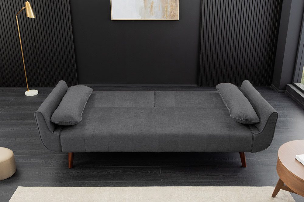 riess-ambiente Schlafsofa DIVANI 220cm grau/braun - Samt, Walnussholz, inkl. Kissen, Retrodesign, Einzelartikel 1 Teile, 3-Sitzer mit Bettfunktion - ideal für W – Bild 5 von 5
