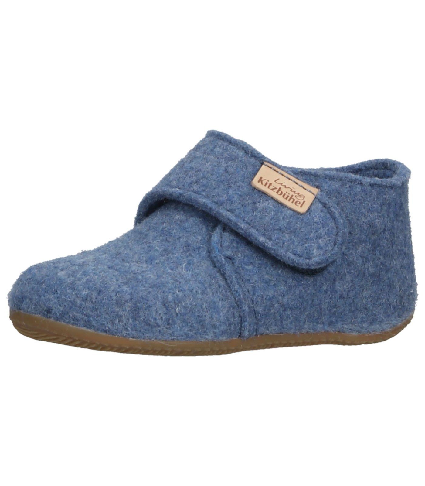 Wolle media blue Living Hausschuhe Kitzbühel Klettschuh