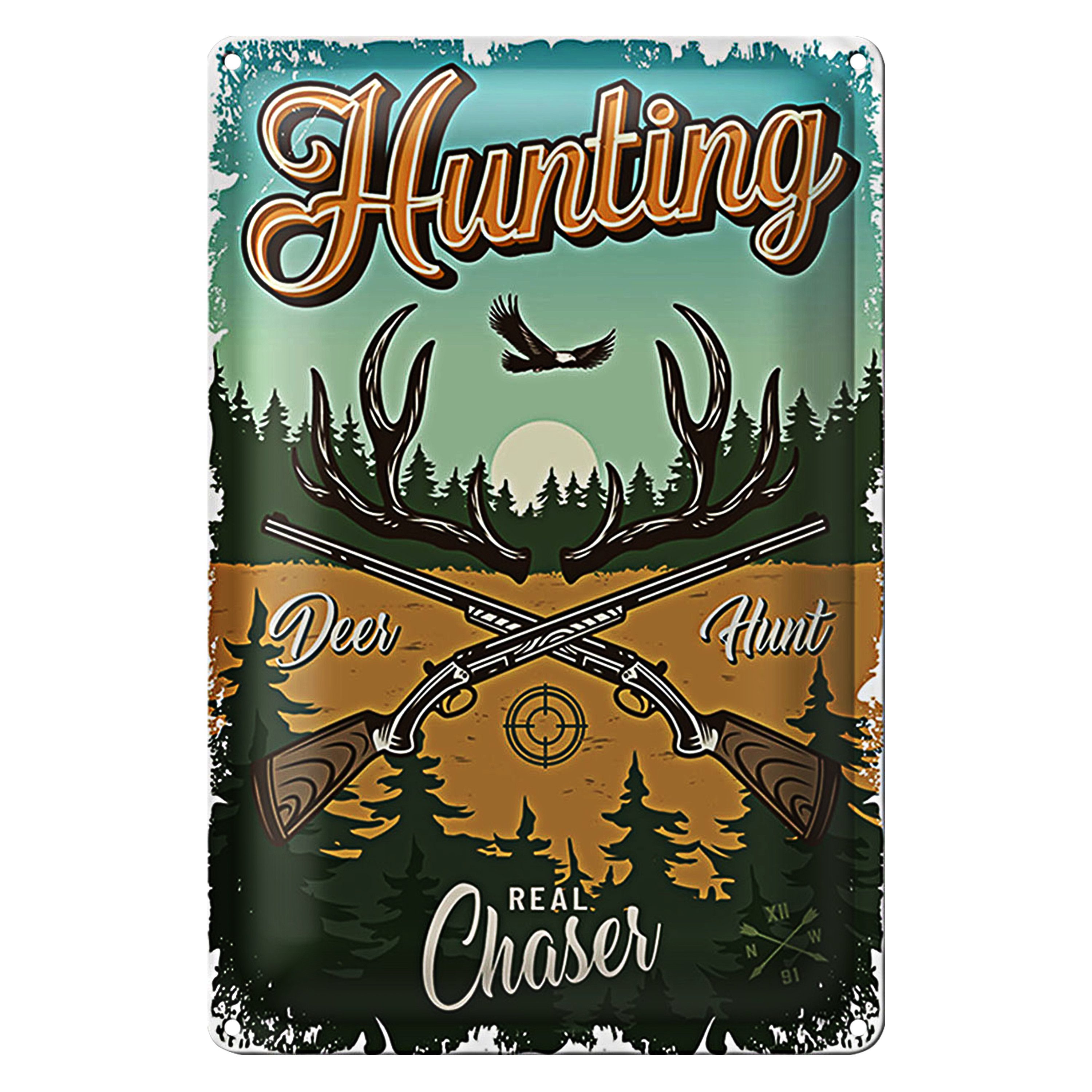 Roomando Metallschild Jagd 12x18cm Hunting deer hunt Abenteuer