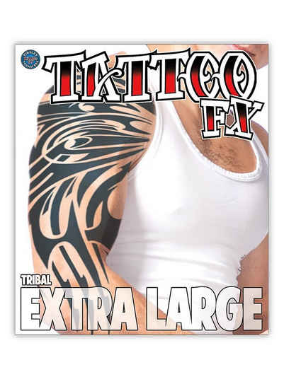 Tinsley Kostüm Tribal Klebe-Tattoo XL, Temporäres Tattoo in beeindruckend realistischer Hollywood-Qualität