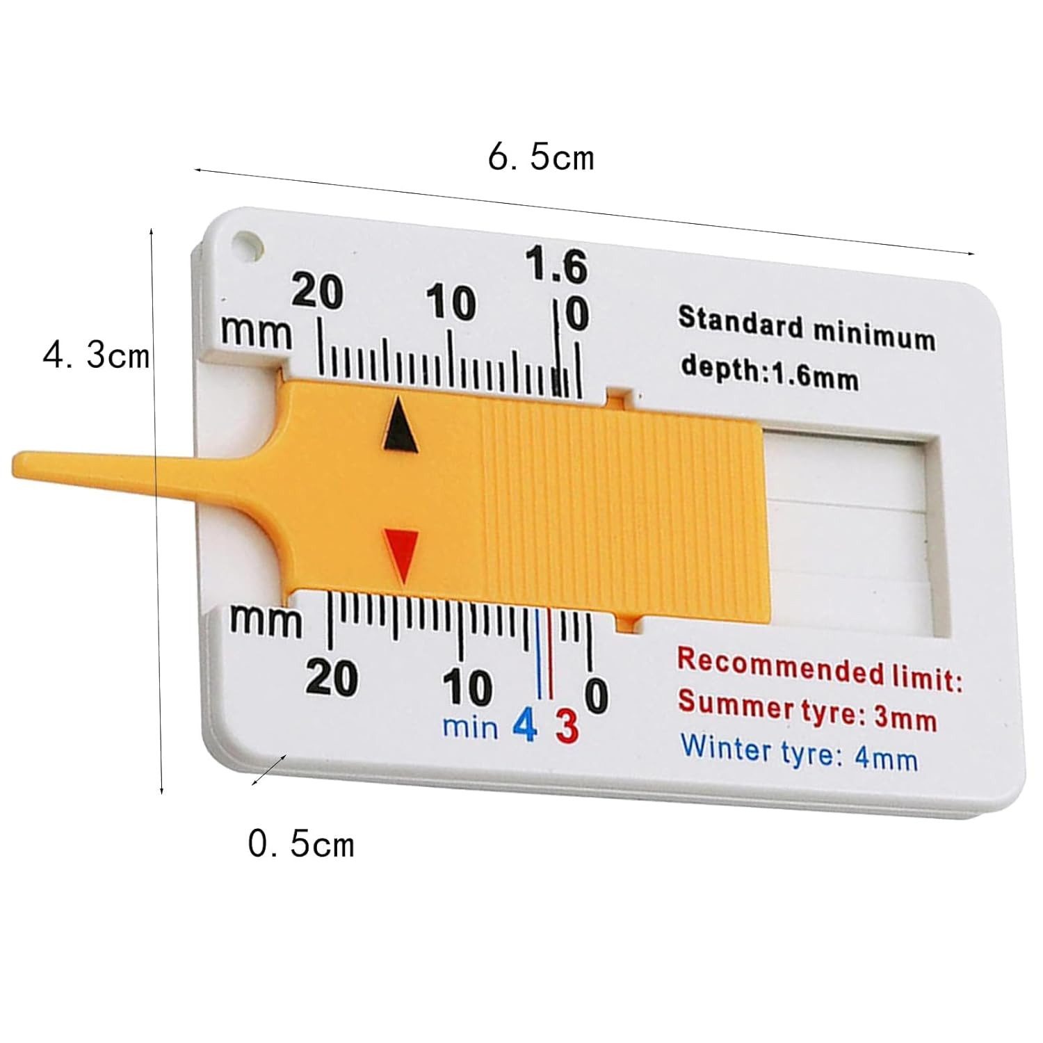 FELIXLEO Tiefenanschlag Reifen Profiltiefenmesser, 0-20 mm Kunststoff Tiefenmesser Reifen, (1-tlg)