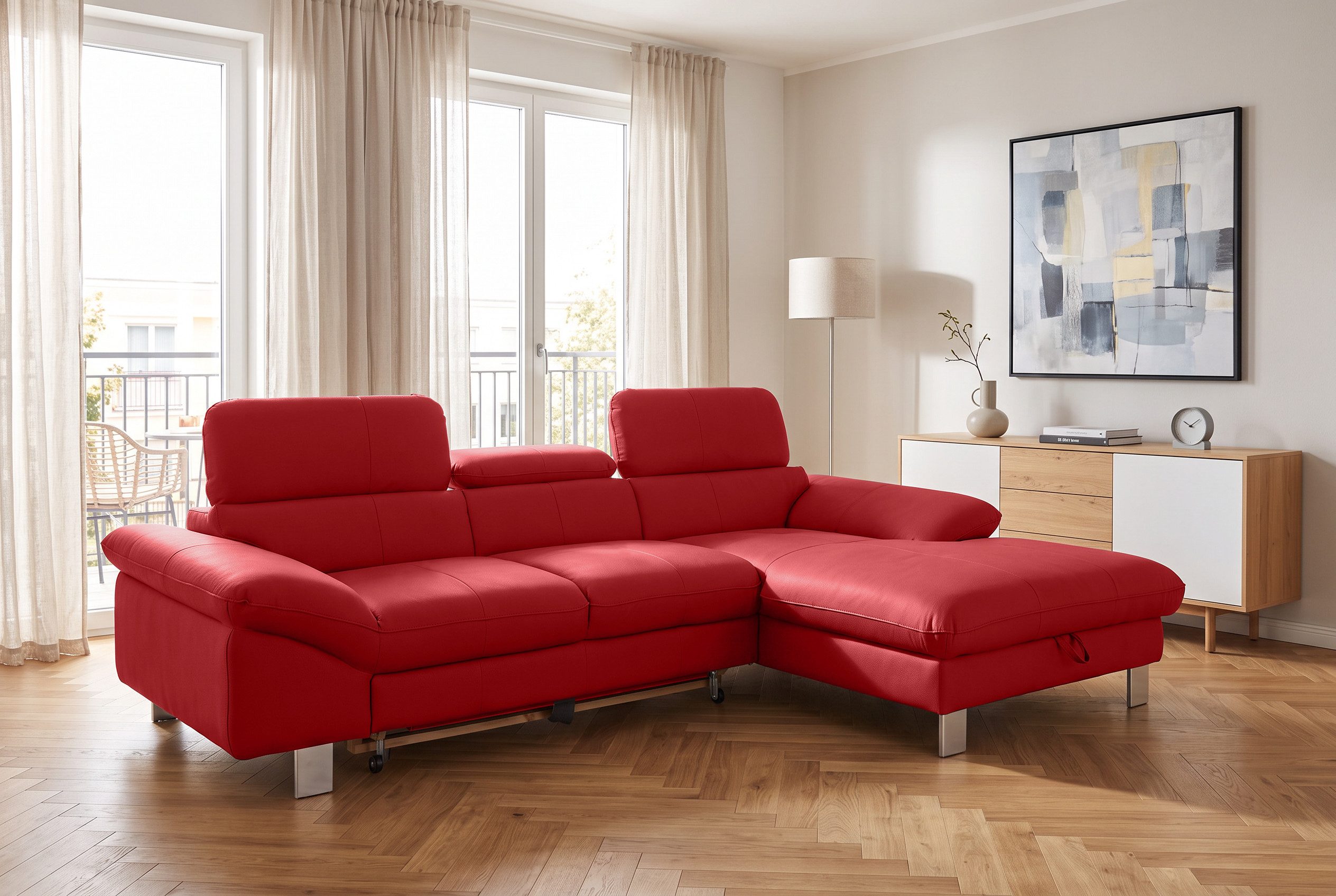 COTTA Ecksofa Driver L-Form, B:268 cm, moderne Couch mit Wellenunterfederung, Kopfteilverstellung, optional Schlaffunktion & Bettkasten