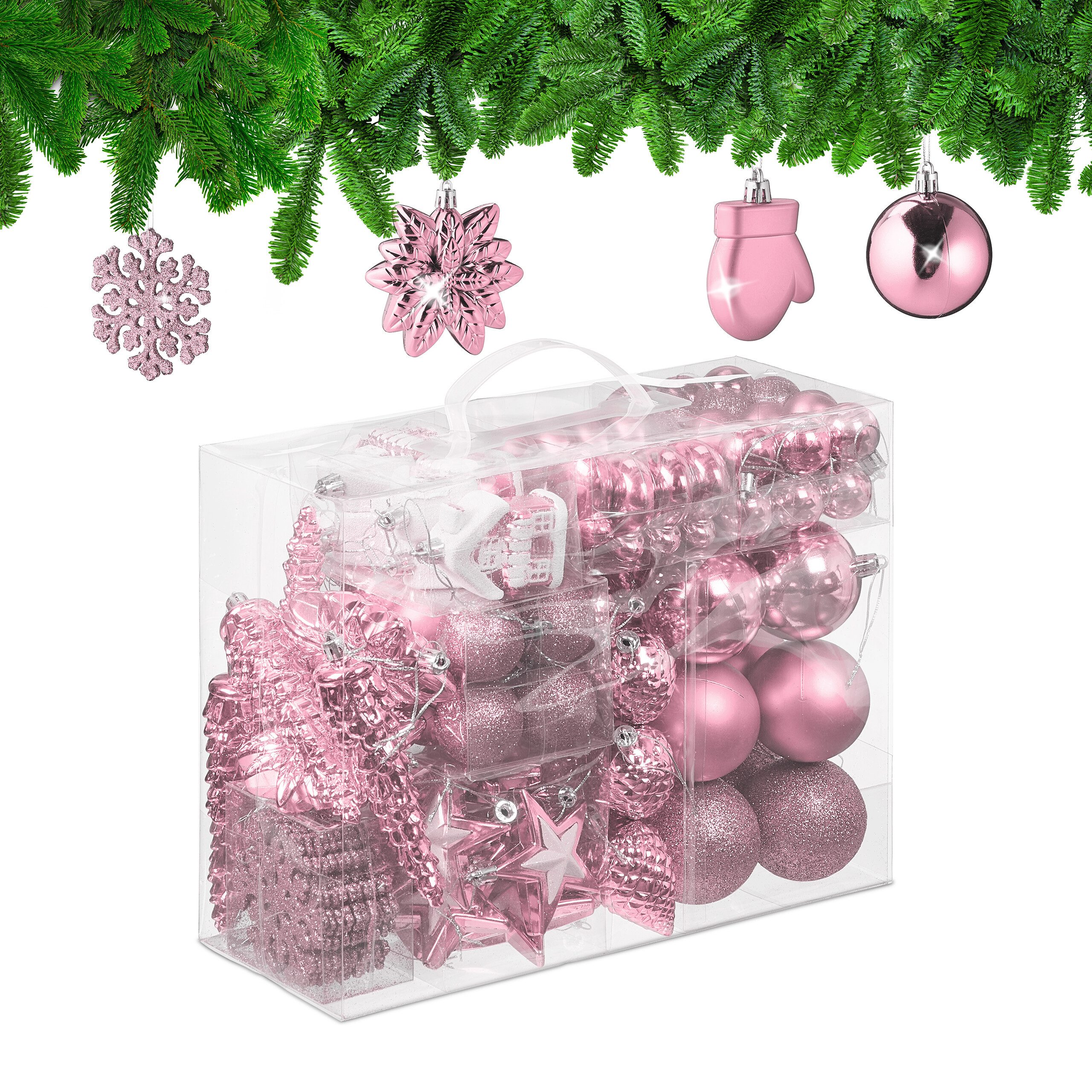 relaxdays Weihnachtsbaumkugel Новогодние шары im 100er Set (100 St), Rosa