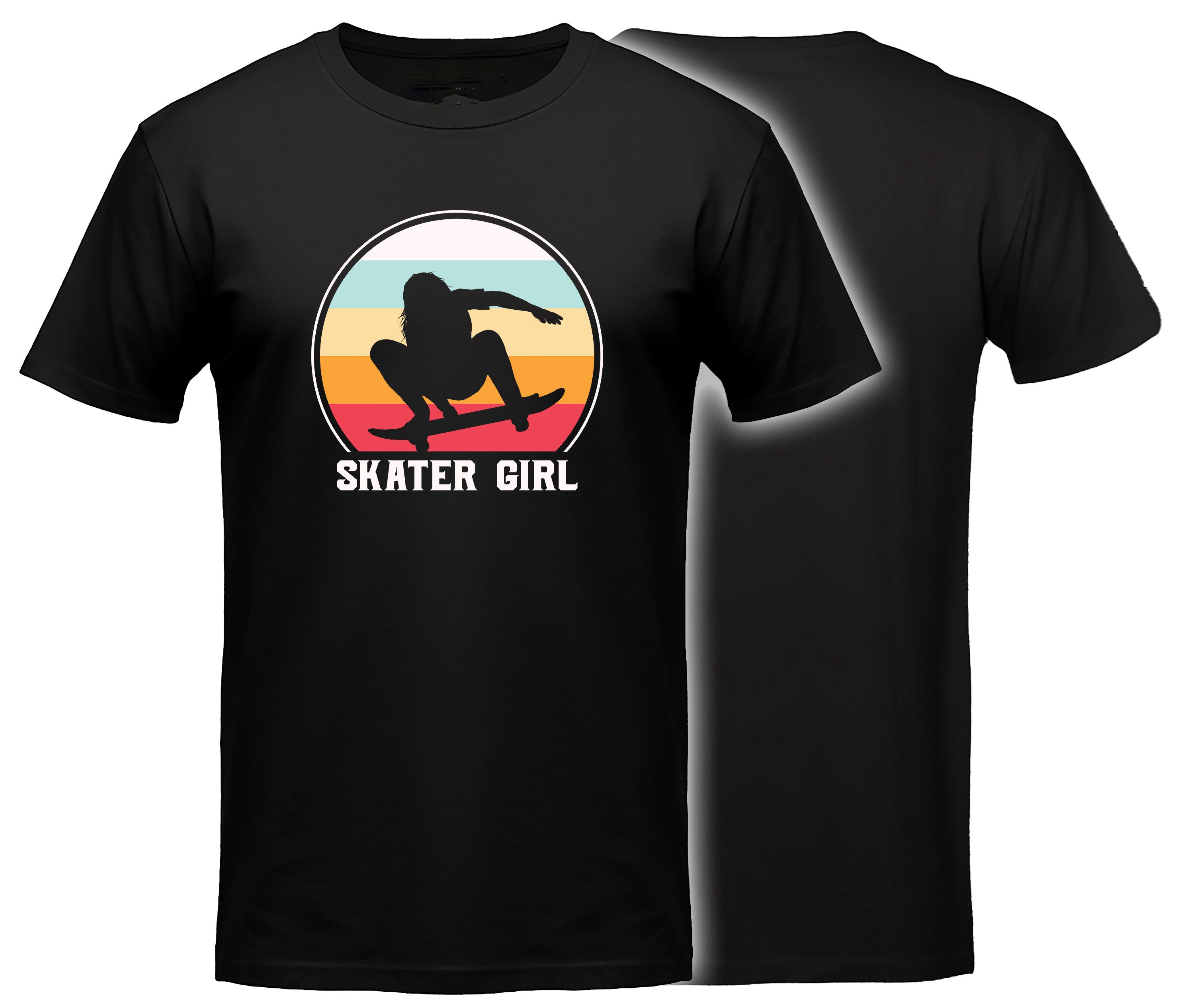 MyDesign24 T-Shirt Skater Girl print Shirt Skater T-Shirt schwarz kurzarm Regular Fit i544