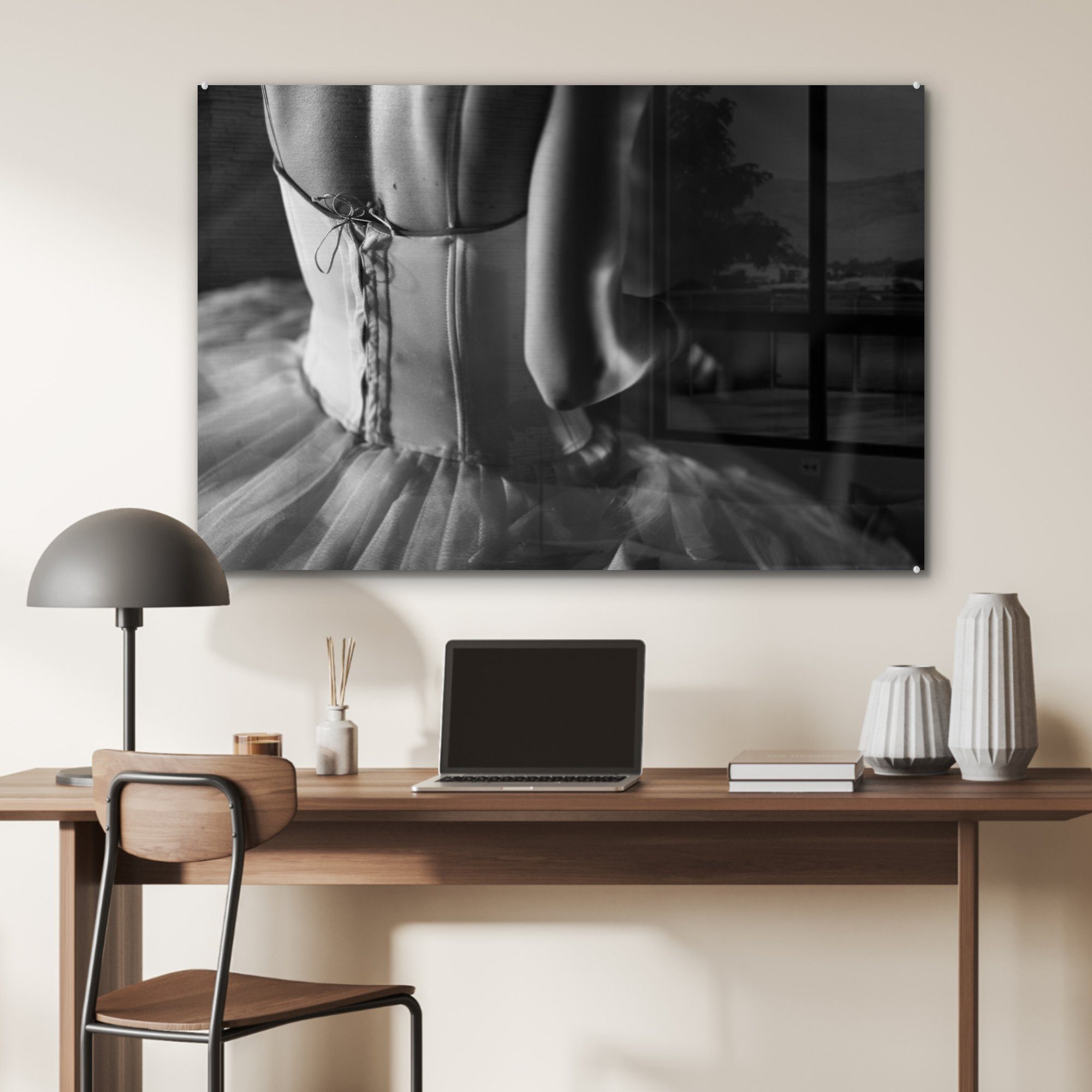 MuchoWow Acrylglasbild Balletttänzerin in Tutu, Wohnzimmer Schlafzimmer St), (1 Acrylglasbilder & einem