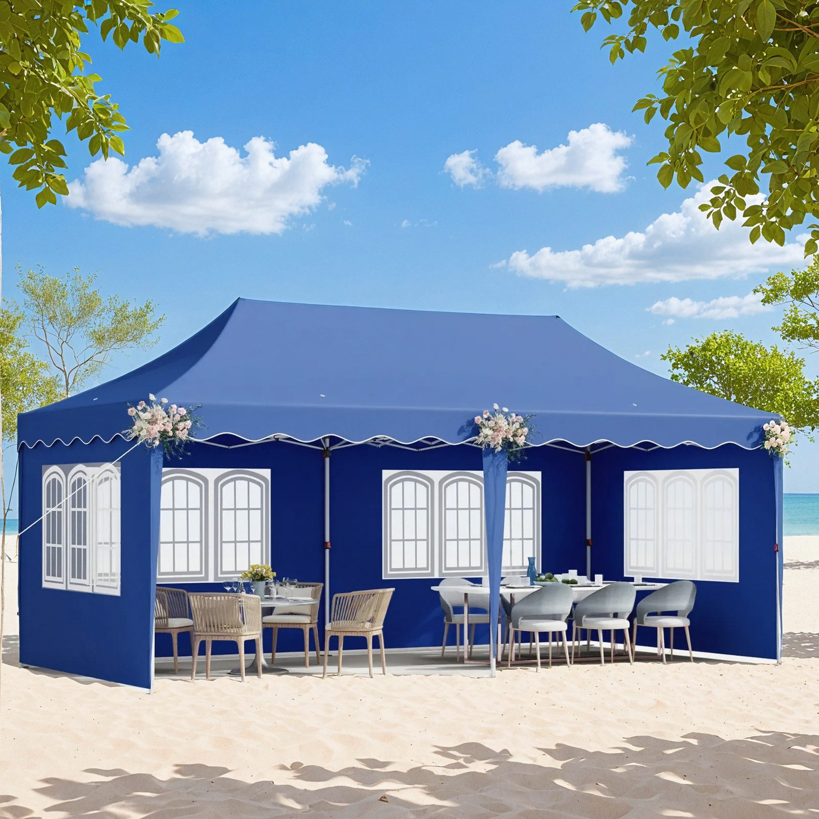 TLGREEN Faltpavillon Gartenzelt 3x6M, mit 4 günstig online kaufen