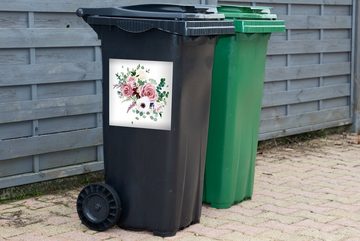 MuchoWow Wandsticker Blumen - Rosen - Anemone (1 St), Mülleimer-aufkleber, Mülltonne, Sticker, Container, Abfalbehälter