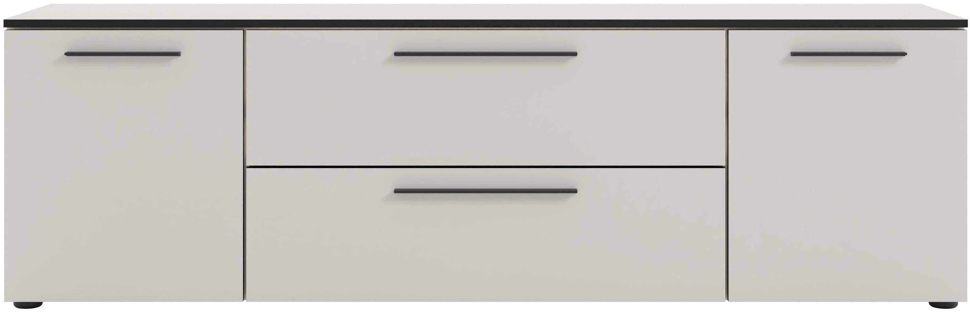 Manjana Möbel Lowboard mit Schwarz matten Metallgriffen