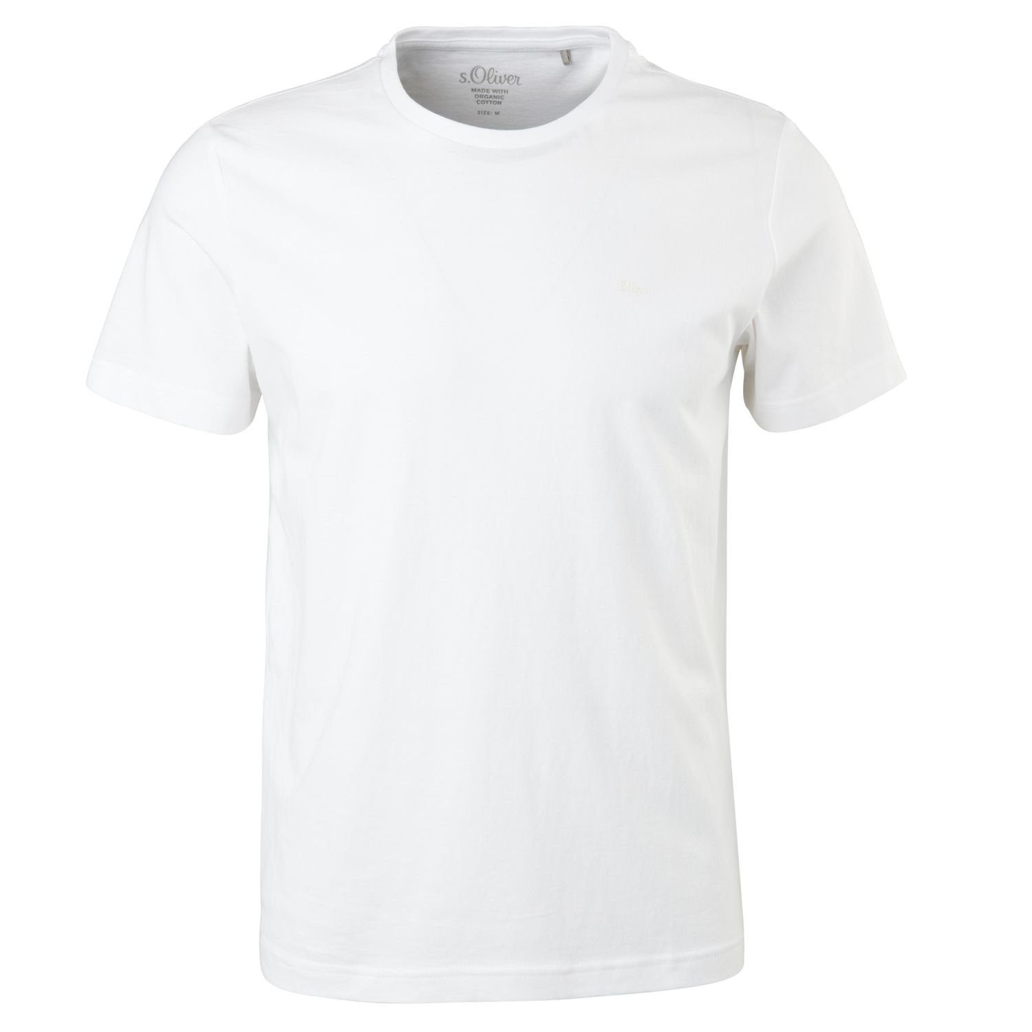 schlicht, Basic, (2-tlg) Look mit unifarben, Pack T-Shirt Weiß 2er Logo, s.Oliver moderner im