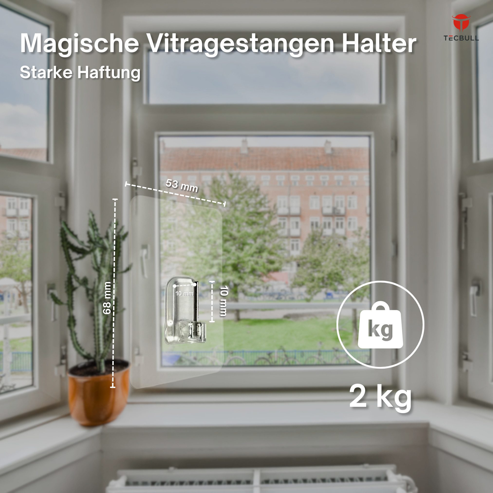 TECBULL Gardinenstangenhalter Magische Vitragestangen Halter, Fenster günstig online kaufen