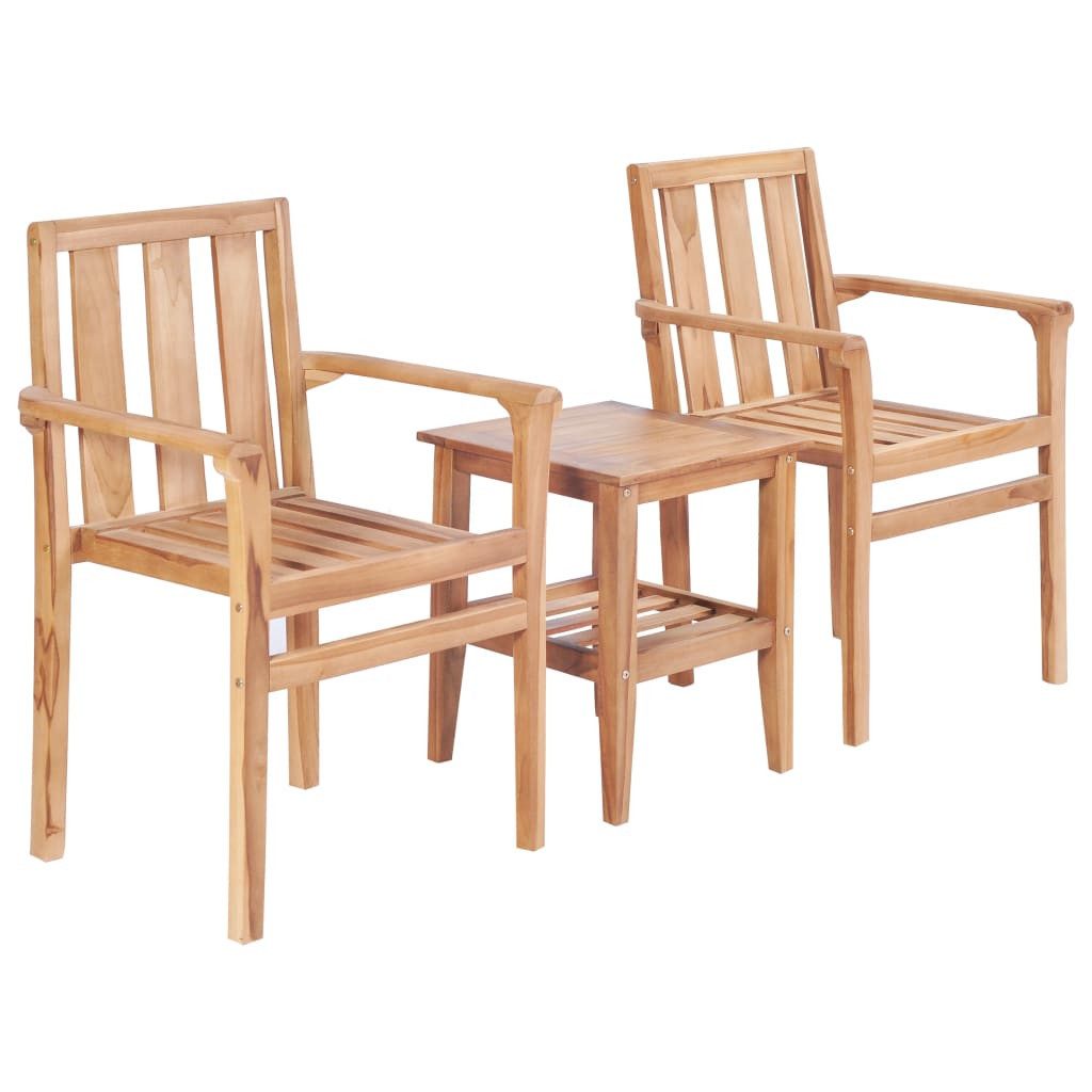 vidaXL Gartenlounge-Set 3-tlg. Bistro-Set Massivholz, (3-tlg)