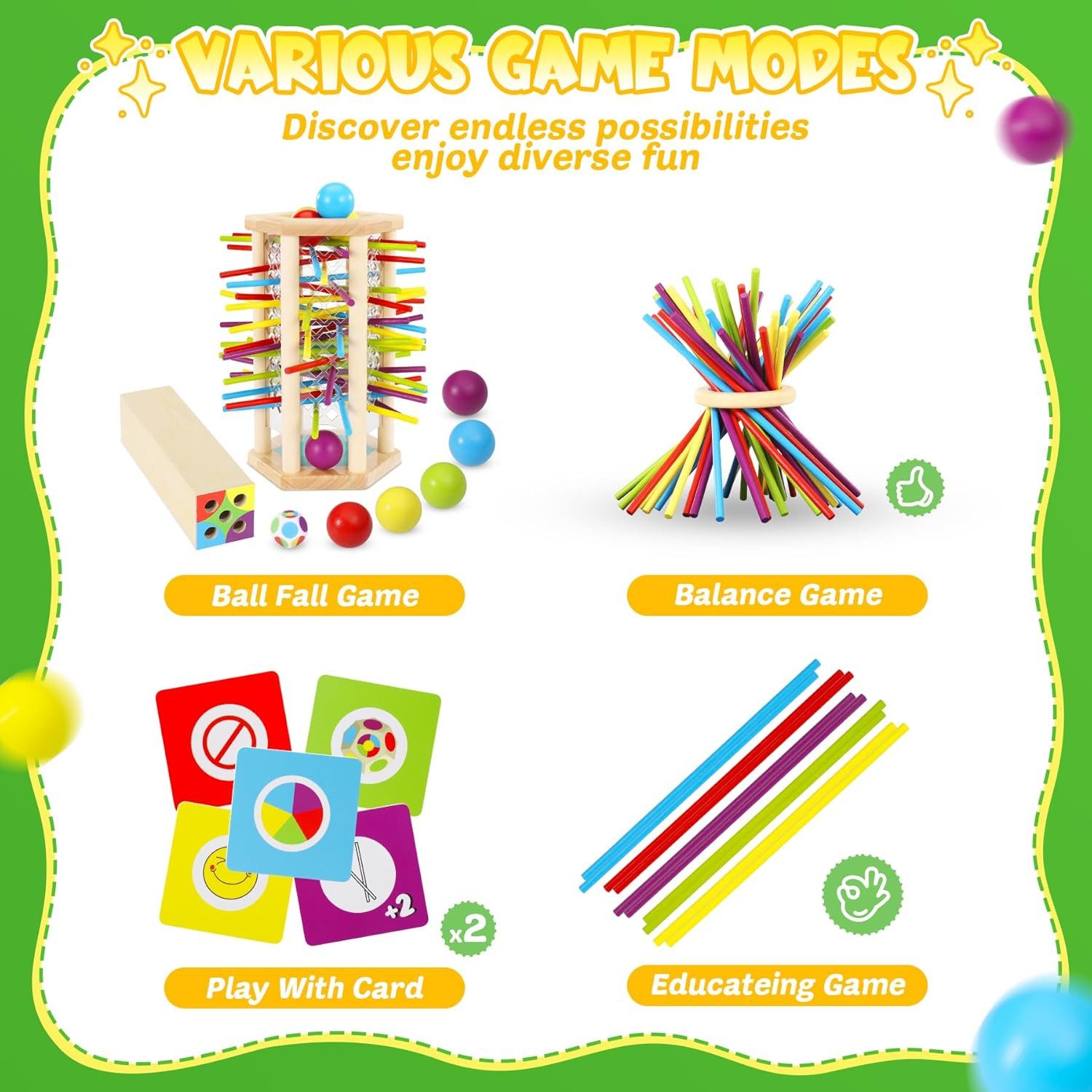 POPOLIC Lernspielzeug Brettspiel aus Holz, Montessori-Spielzeug mit bunten günstig online kaufen