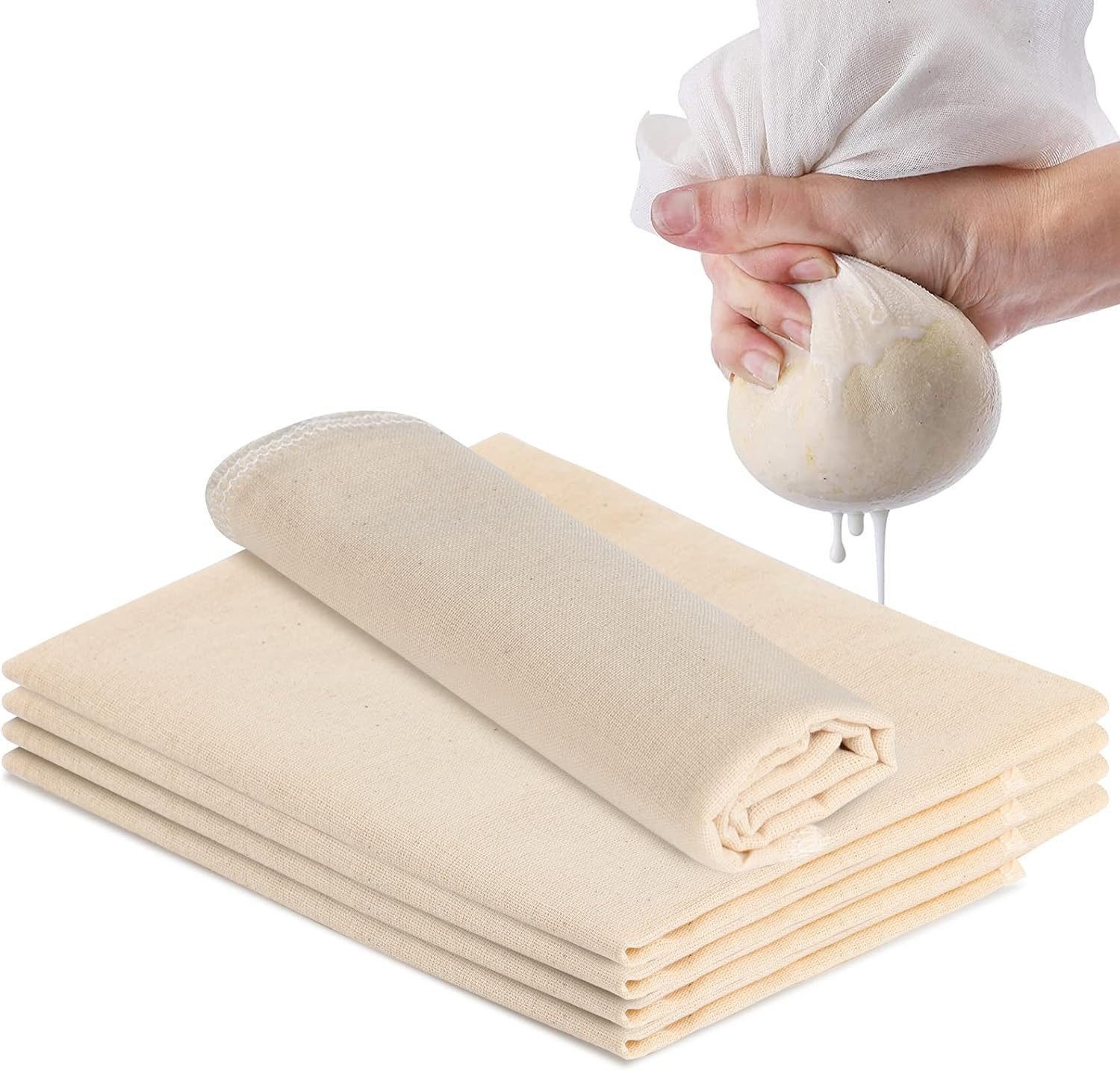 FELIXLEO Passiermühleneinsatz Passiertuch Wiederverwendbar Käsetuch Filtertuch 50X50CM, (5-tlg)
