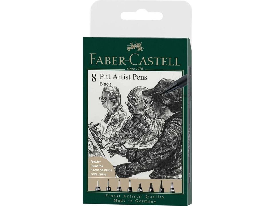 Fineliner 8 Pitt Artist Pens Schwarz, Tuschestifte