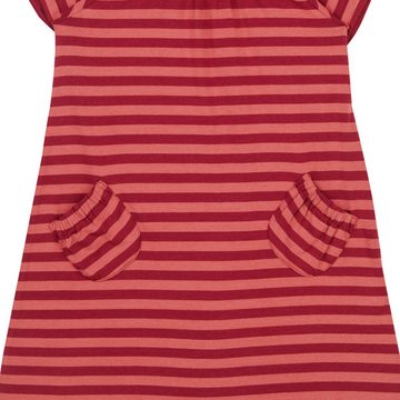 Finkid A-Linien-Kleid Finkid Marja Kleid Kurzarm Beet Red/Rose 100/110 Kurzarm Kleid rosa rot gestreift in angenehmer Bambus Jersey Qualität