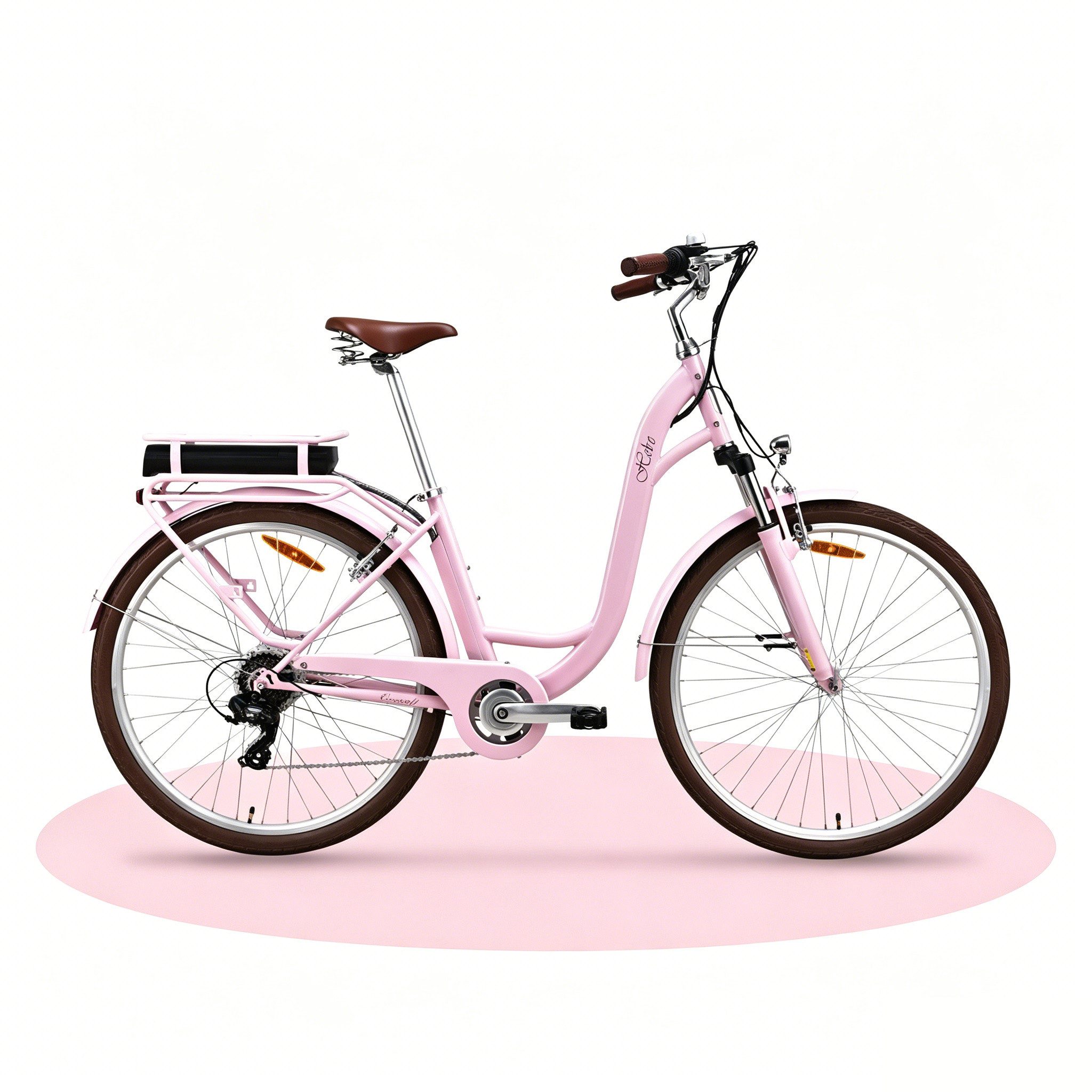 VECOCRAFT E-Bike Cityrad 28’’ Elektrofahrrad 36V 10Ah 80mm Federgabel 40Nm HEBE Ebike Damen, 7 Gang, Heckmotor, 360 Wh, Pedelec Citybike für Damen und Herren
