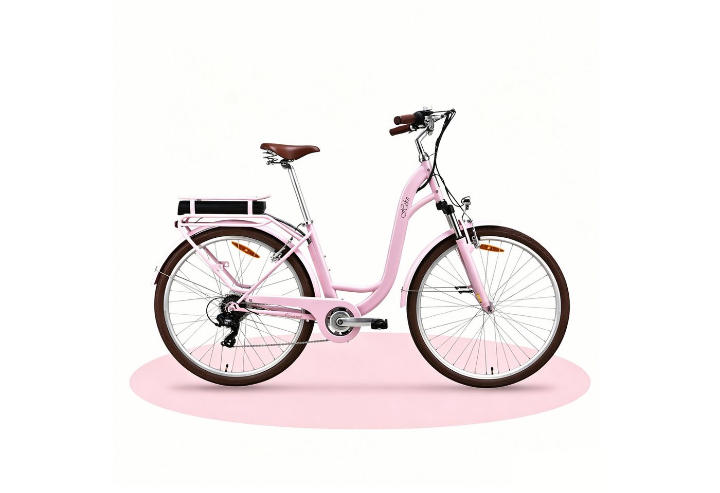 VECOCRAFT E-Bike Cityrad 28’’ Elektrofahrrad 36V 10Ah 80mm Federgabel 40Nm HEBE Ebike Damen, 7 Gang, Heckmotor, 360 Wh, Pedelec Citybike für Damen und Herren
