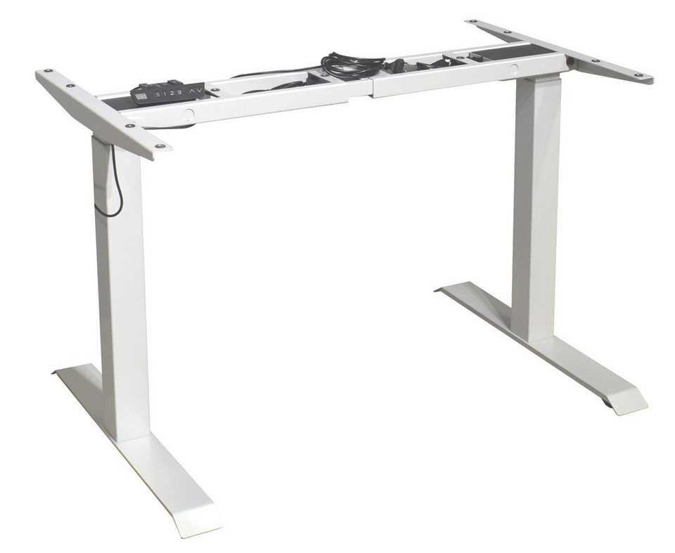 58 aufm Kessel Schreibtisch Schreibtisch höhenverstellbar elektrisch Edithe  (Einzeltisch), Tischplatte: plankeneiche