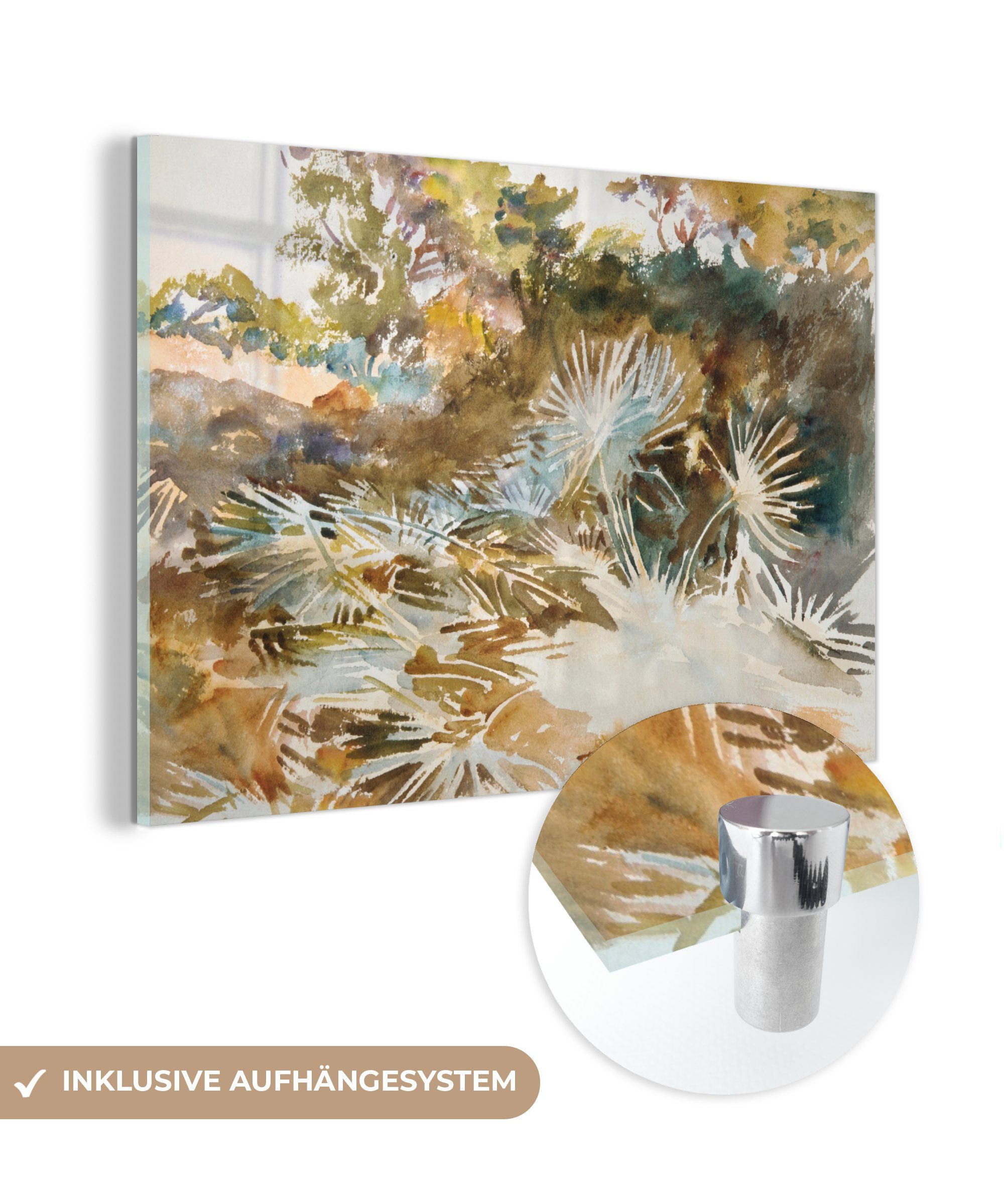 MuchoWow Acrylglasbild Landschaft mit Palmetten - John Singer Sargent, (1 St), Acrylglasbilder Wohnzimmer & Schlafzimmer