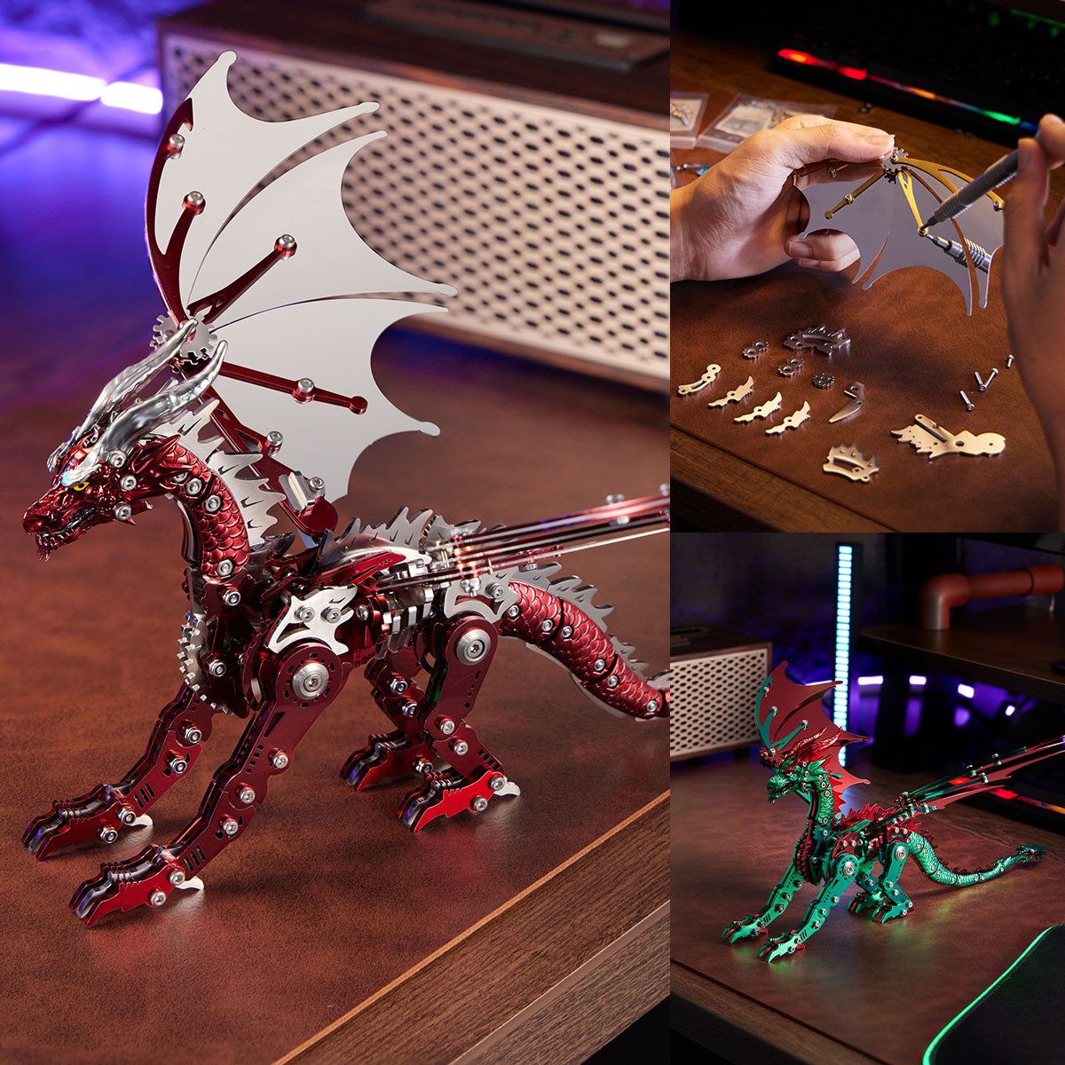 FANNOU 3D-Puzzle, 313 Puzzleteile, 3D Metallbausatz Mechanischer Drache – Geschenk & Sammlerstück