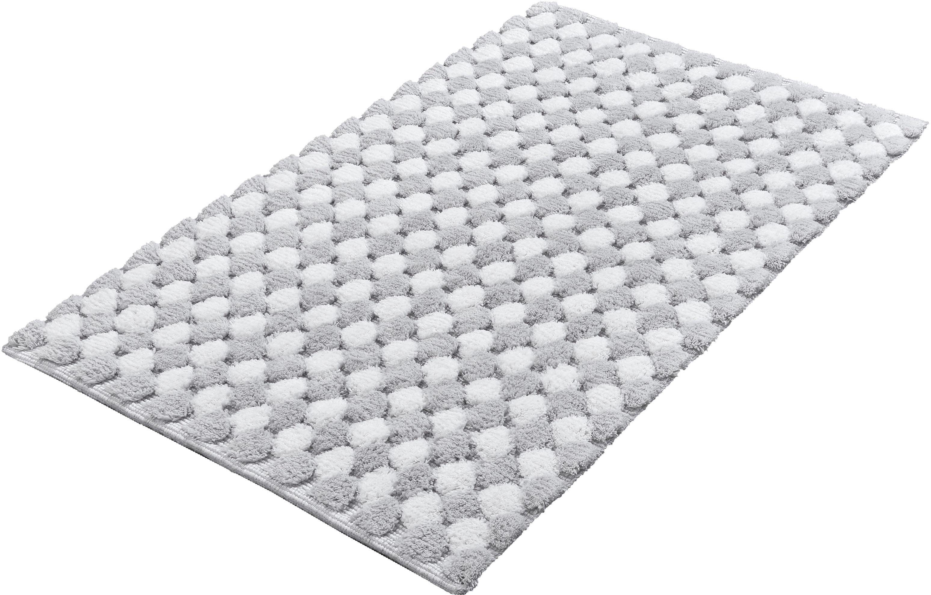 Kleine Wolke Badematte Merida 1, Höhe 17 mm, rutschhemmend beschichtet, fußbodenheizungsgeeignet, Baumwolle, quadratisch, Badteppich, modernes Design, Hoch-Tief Effekt, waschbar
